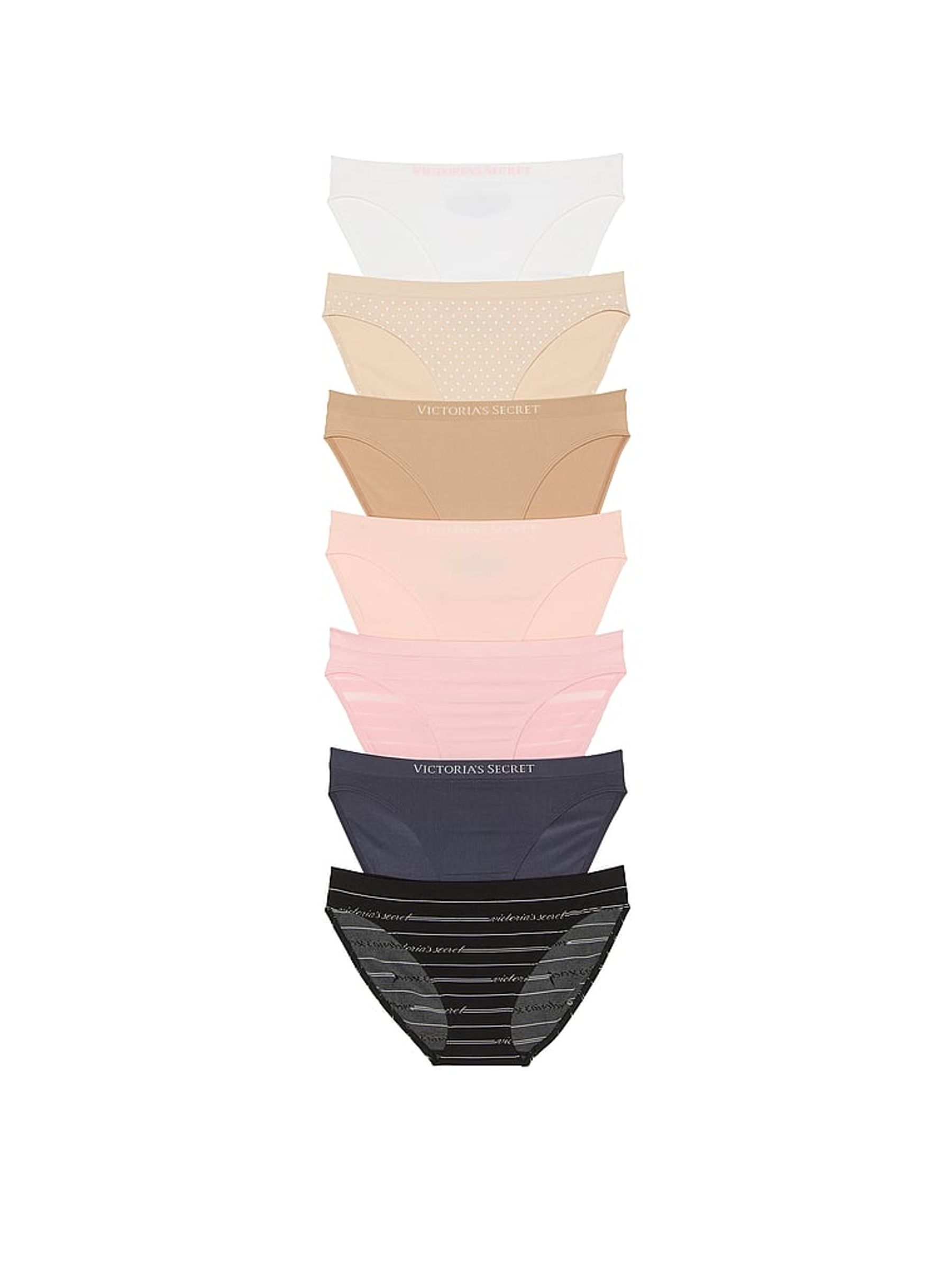 White/Nude/Pink/Blue/Black Bikini 7 Pack Knickers - Image 1 of 4