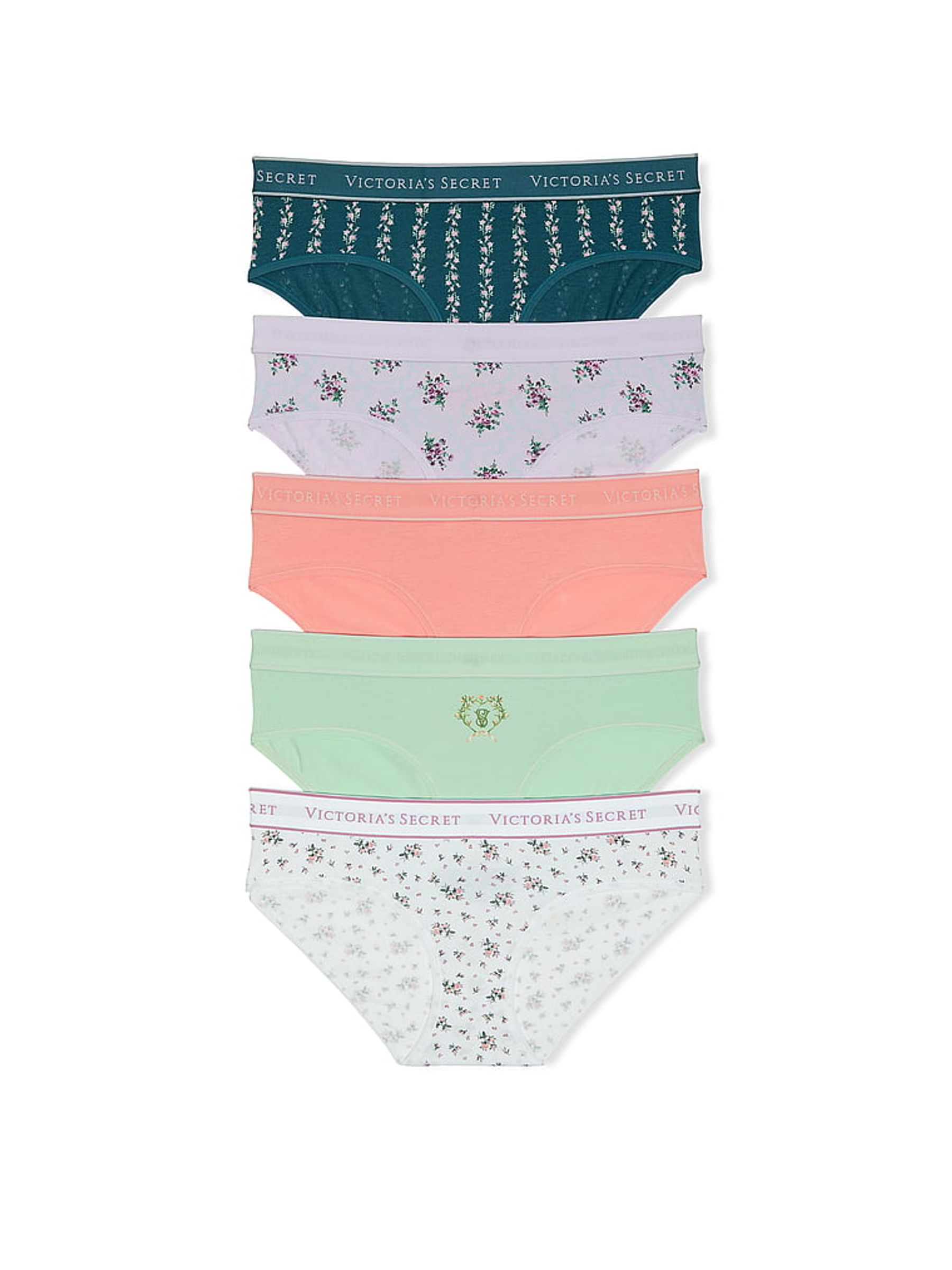 Green/Blue/Orange Hipster Logo 5 Pack Knickers - Image 1 of 4