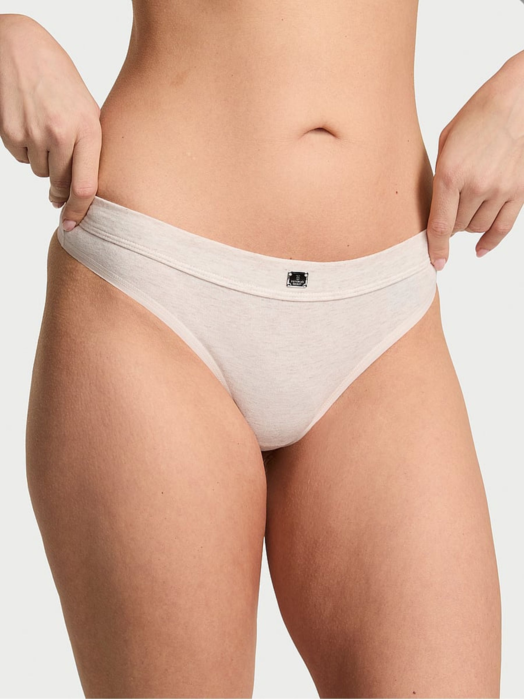 Nude Heather Thong Cotton Logo Knickers - Image 1 of 3