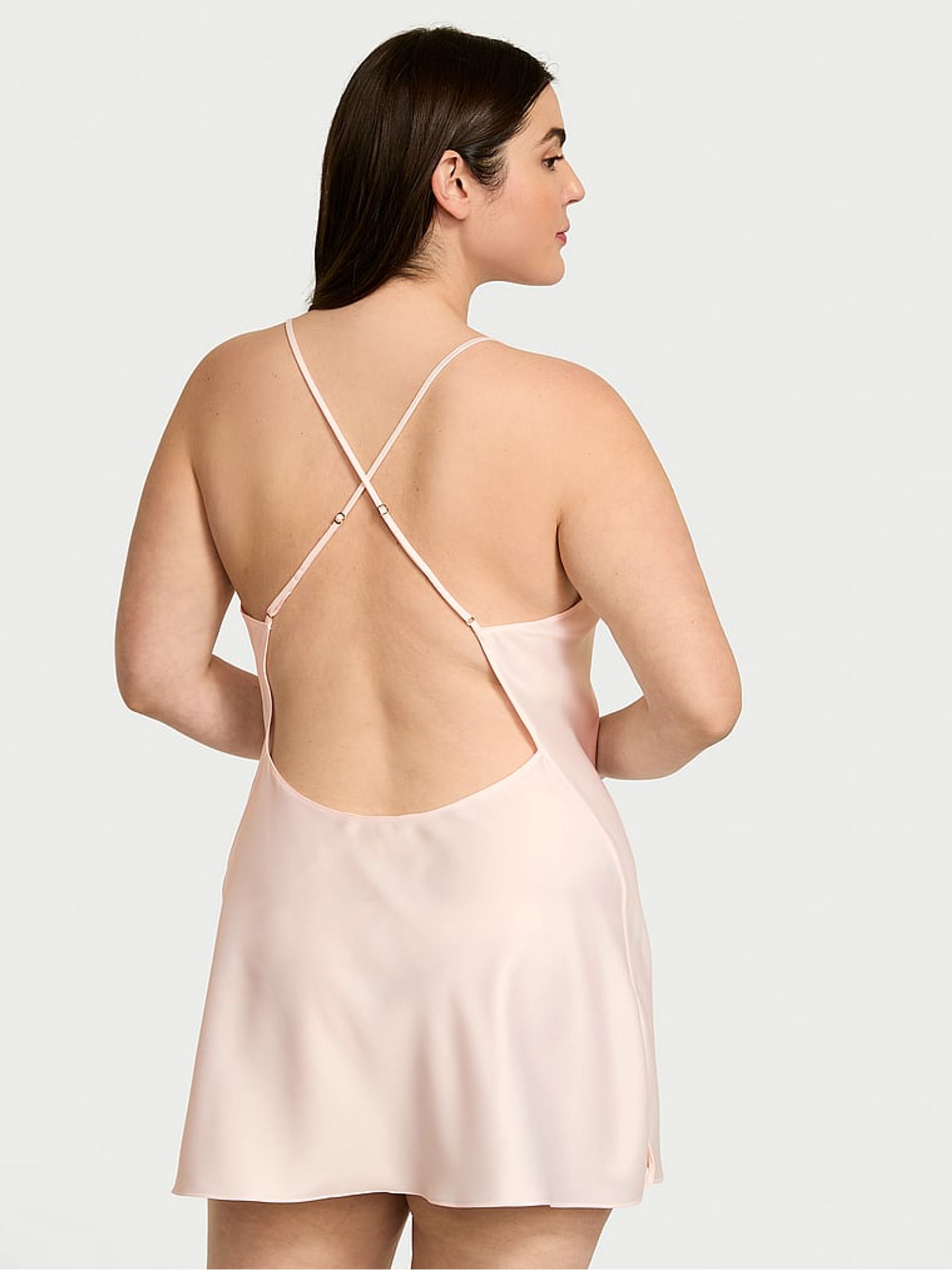 Faint Pink Peony Satin Open Back Slip - Image 2 of 3