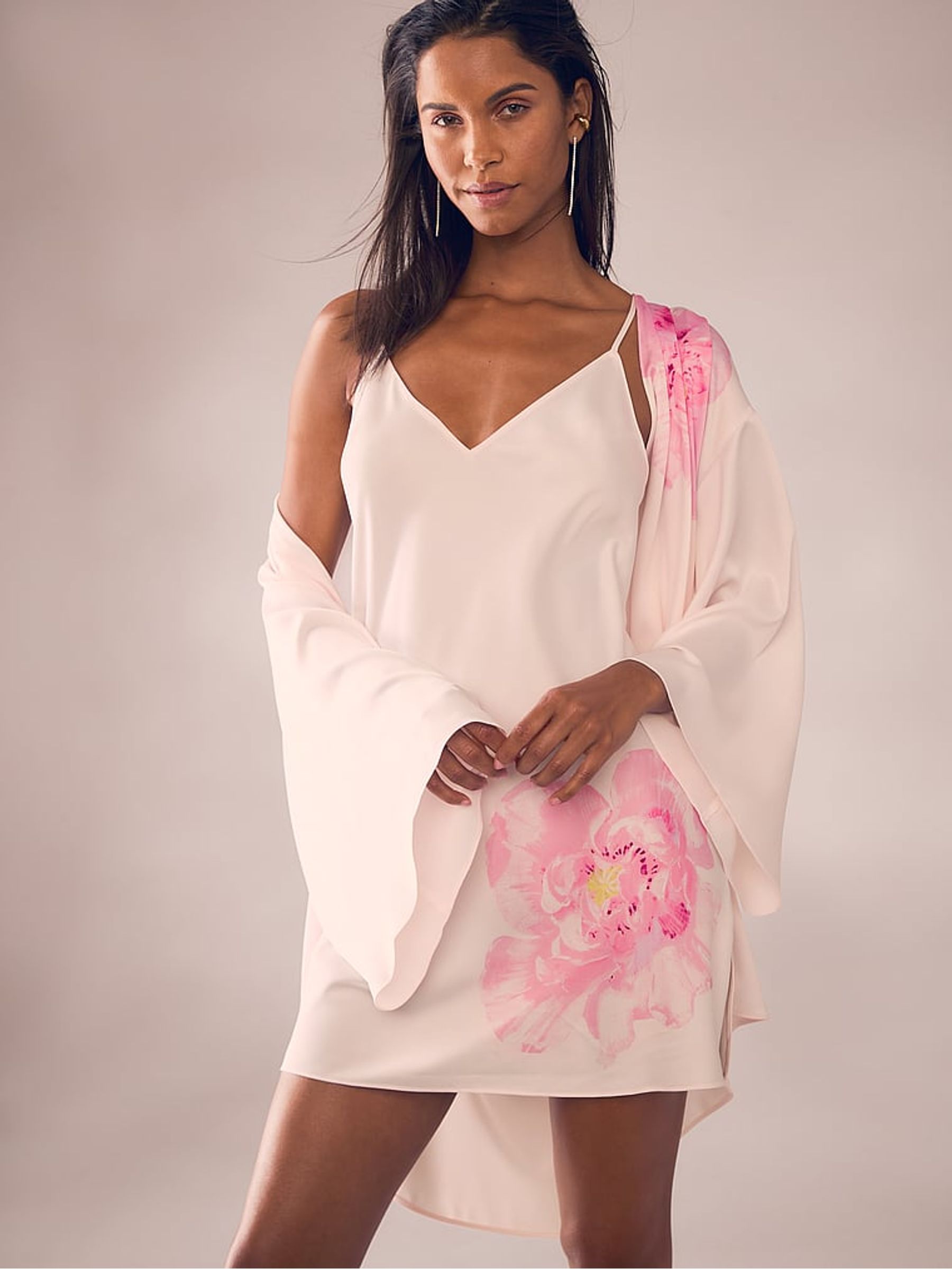 Faint Pink Peony Satin Open Back Slip - Image 3 of 3