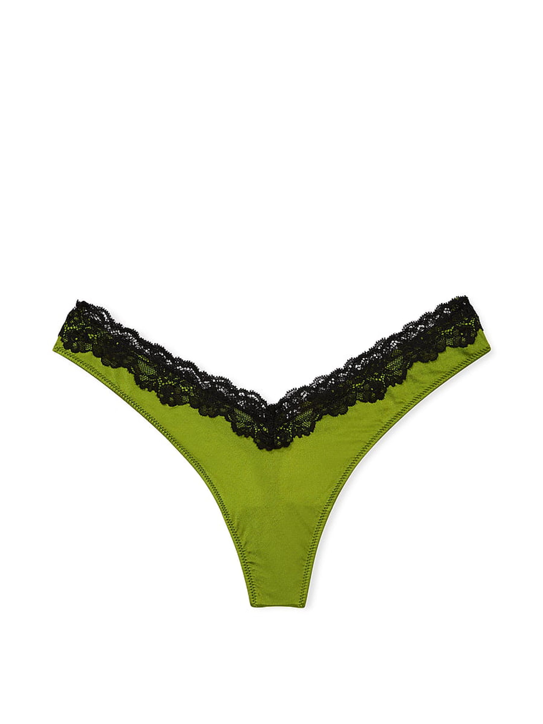 Pear Green Thong Lace Trim Knickers - Image 3 of 3