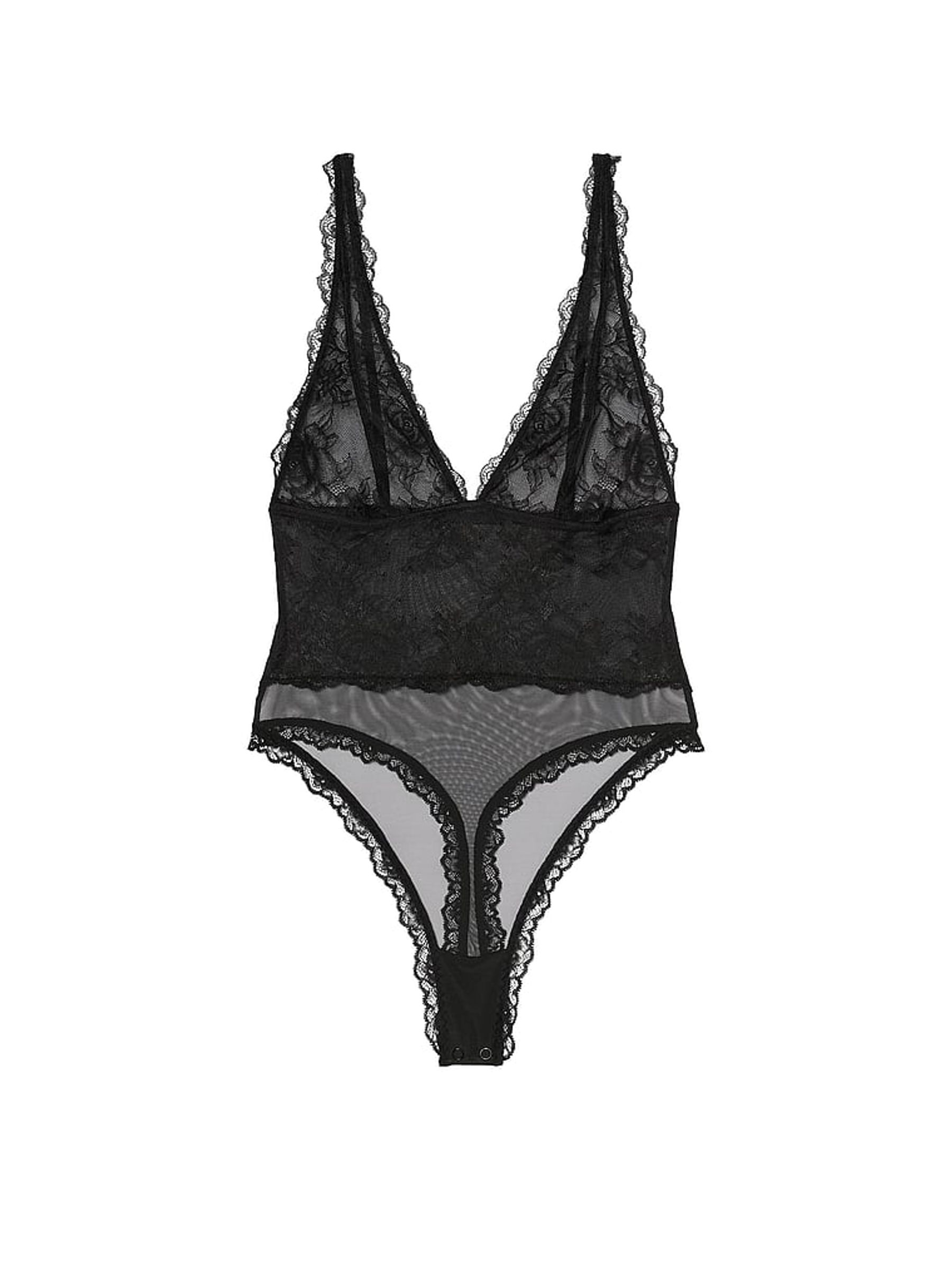 Black Sheer Rose Lace Bodysuit - Image 3 of 3