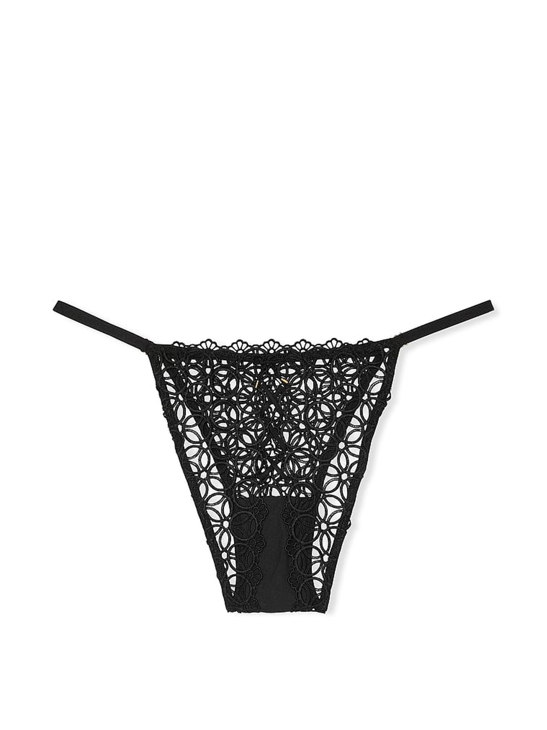 Black Geo Daisy Lace Crotchless Knickers - Image 4 of 4