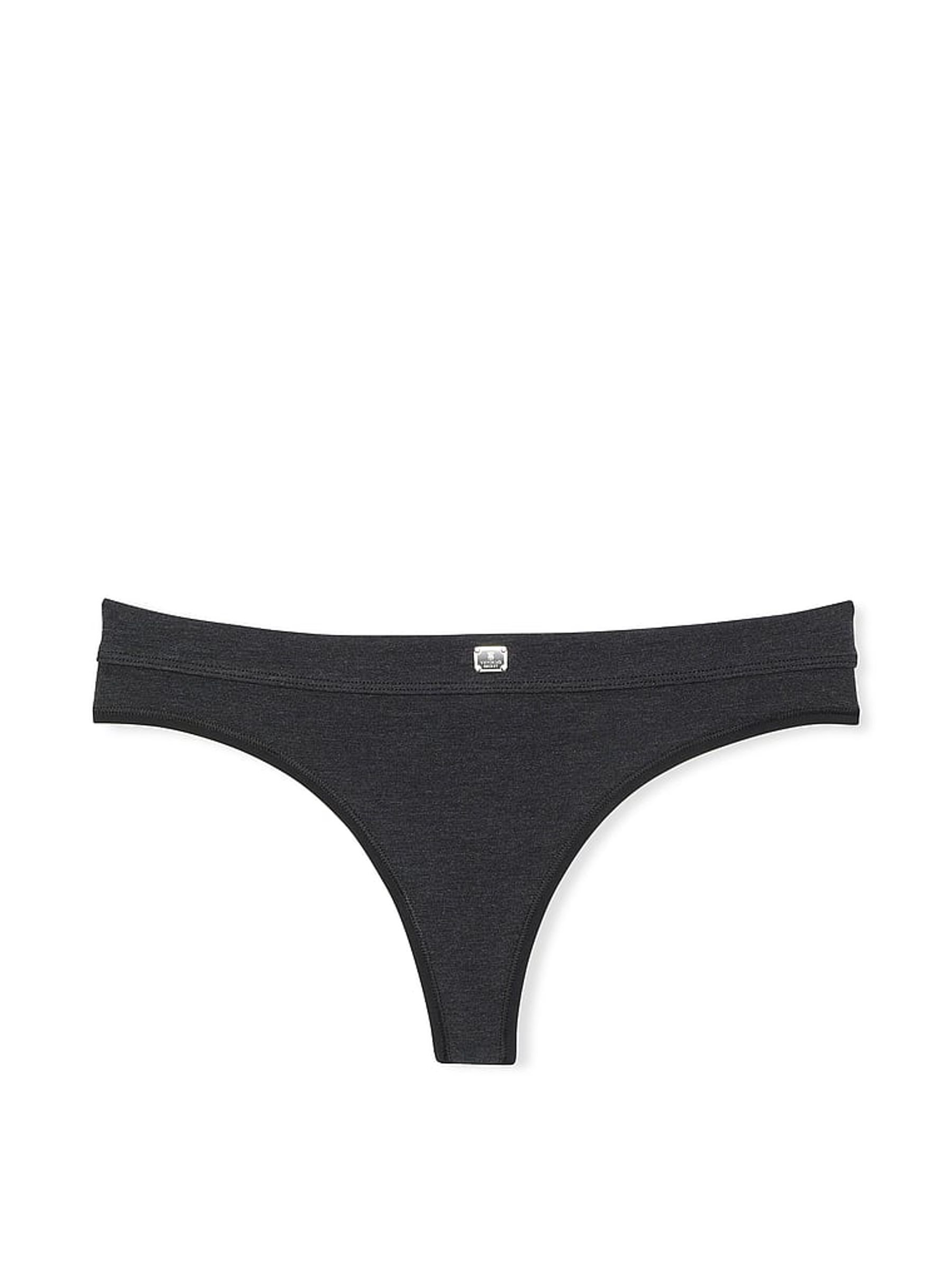 Black Heather Thong Cotton Logo Knickers - Image 3 of 3