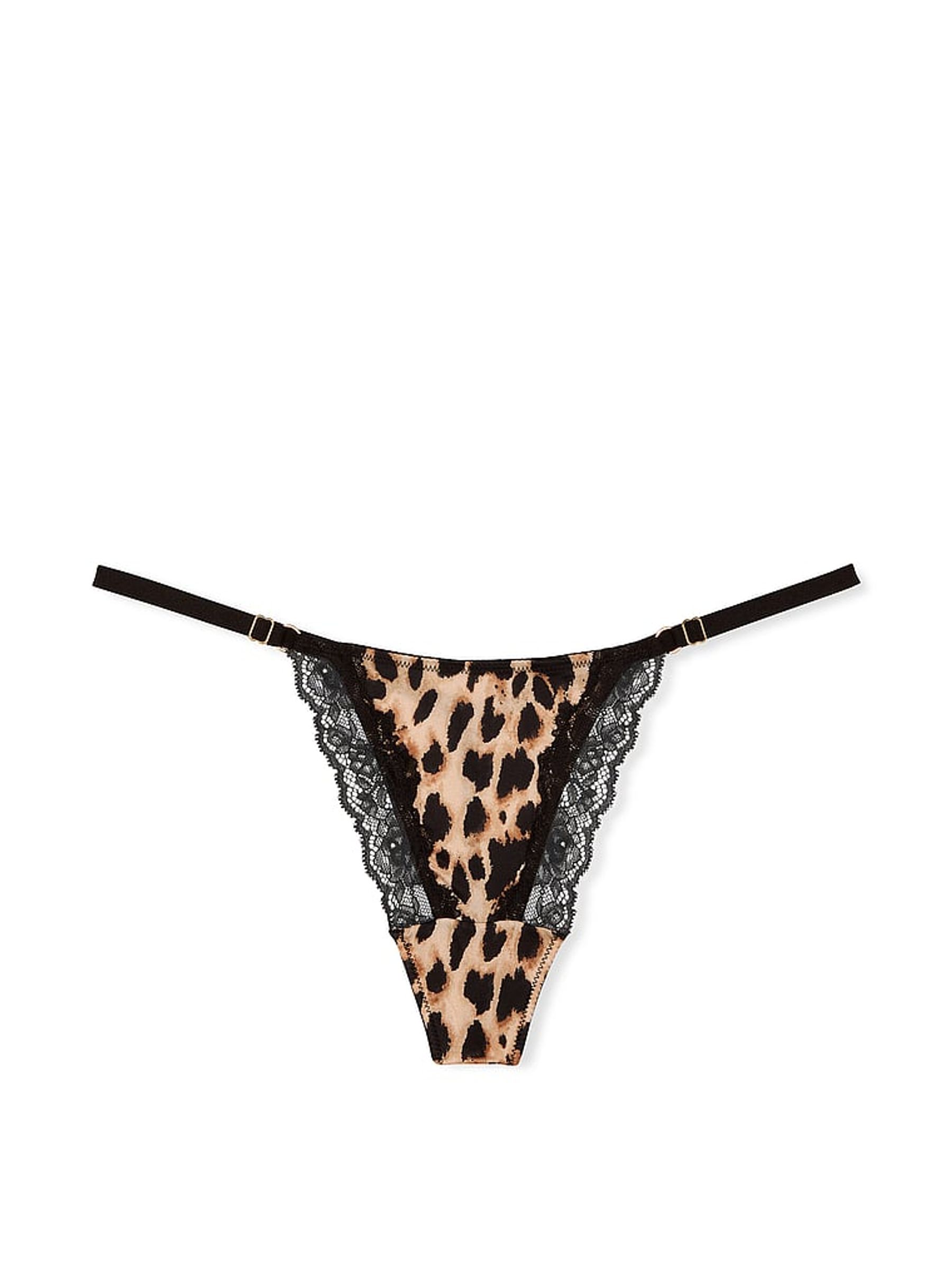 Leopard Brown G String Lace Trim Knickers - Image 3 of 3