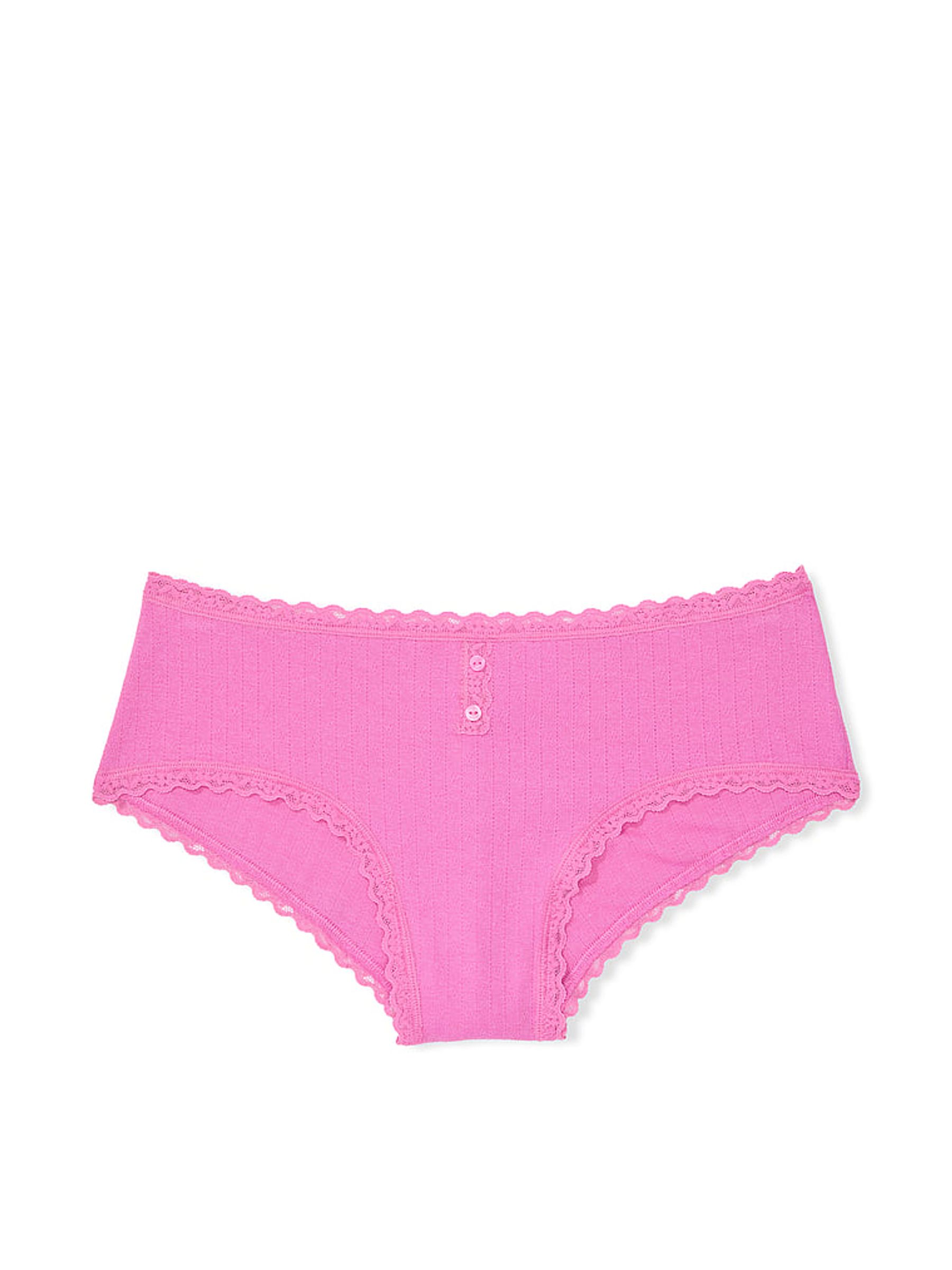 New Peony Pink Cheeky Cotton Pointelle Knickers - Image 3 of 3