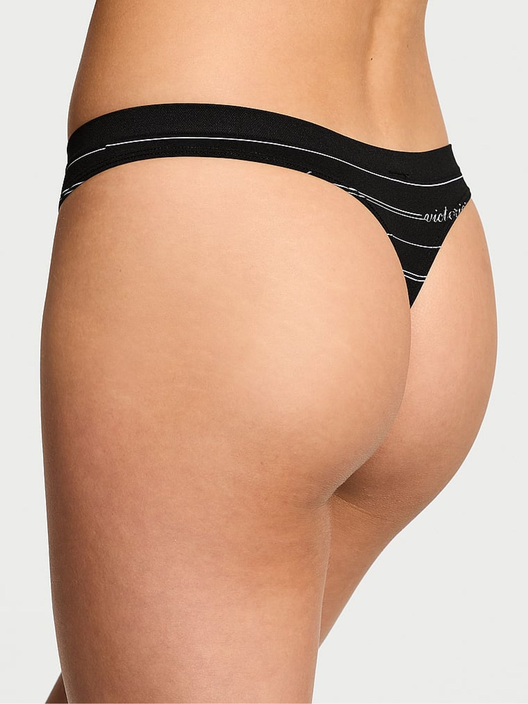 Black Logo Script Thong Knickers - Image 2 of 3