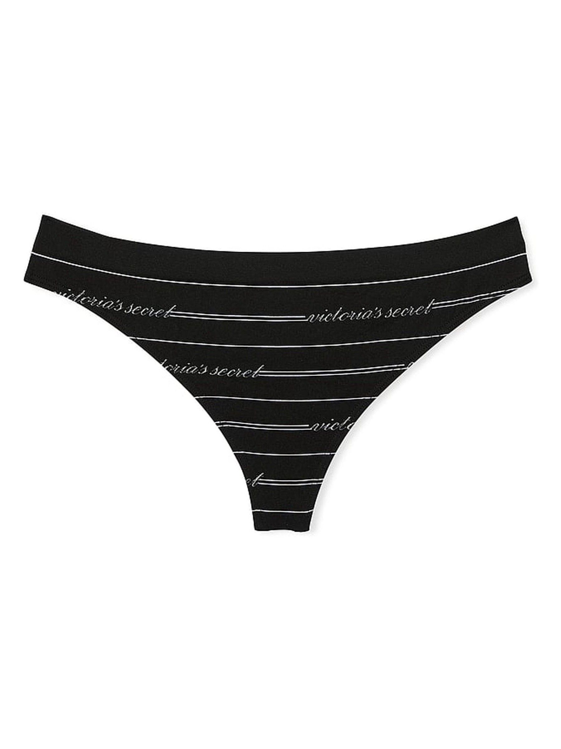Black Logo Script Thong Knickers - Image 3 of 3