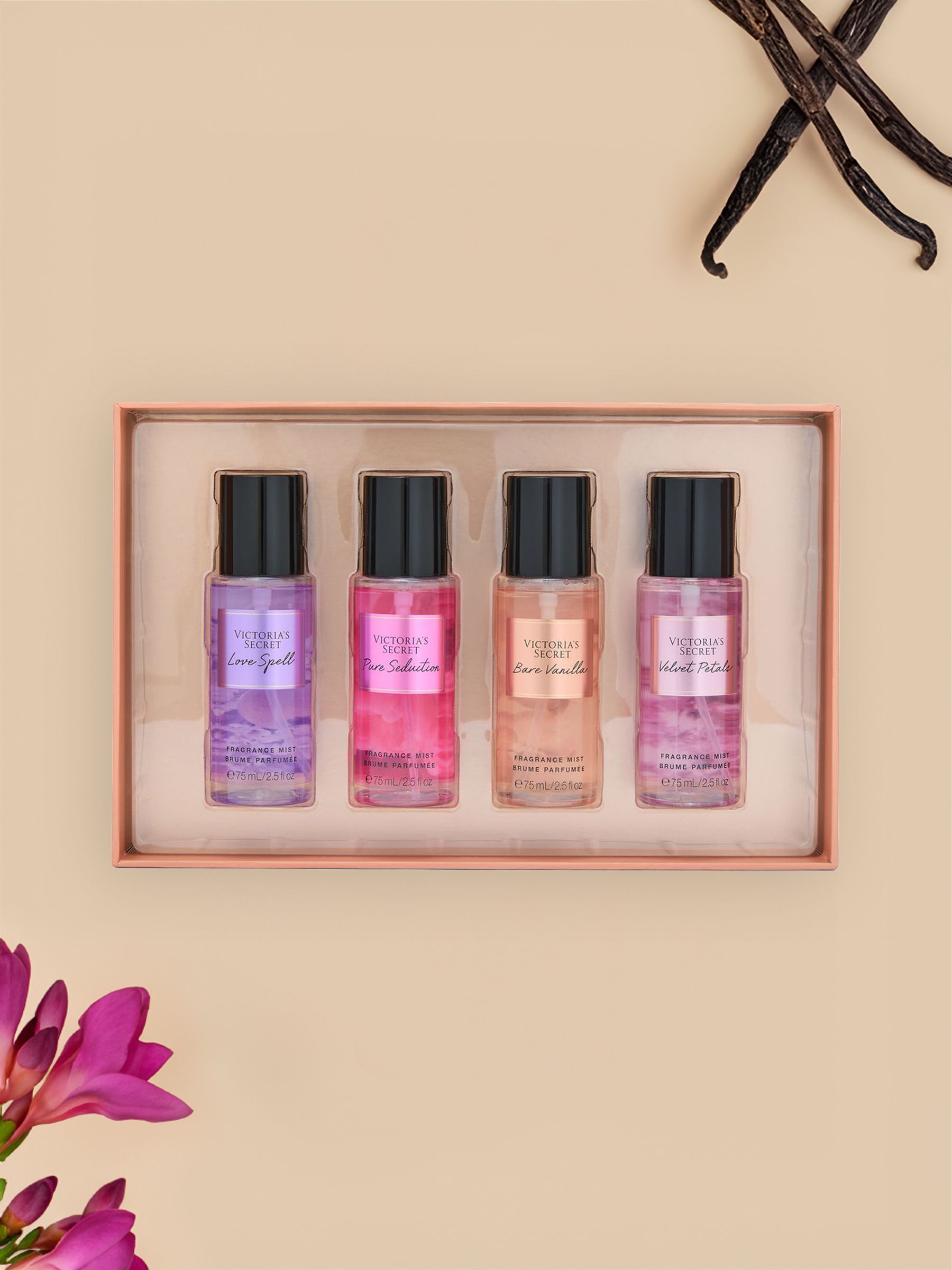 PURE SEDUCTION & VELVET PETALS セット VICTORIA'S SECRET Assorted Mini Mist & Lotion Coffret 4