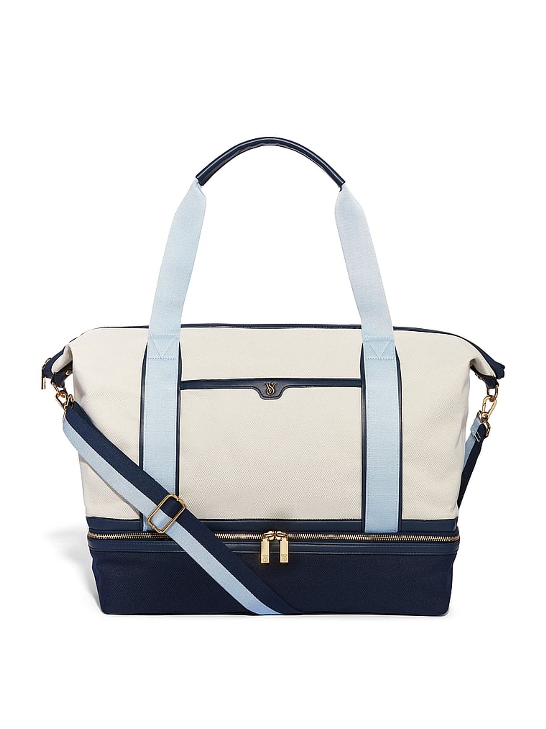 Blue and White Travel Overnight Bag - Image 1 of 3