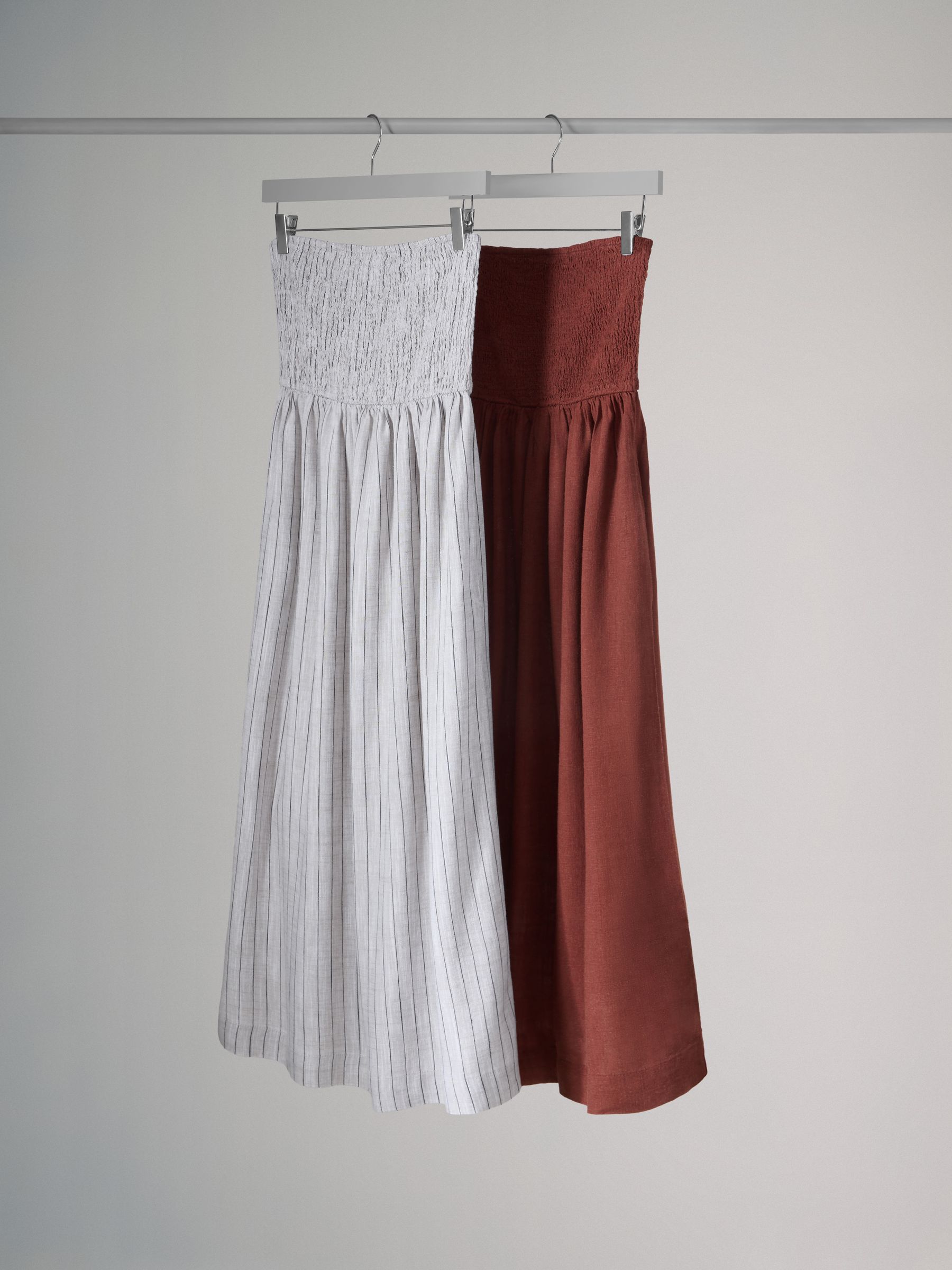 Brown Red/Neutral Stripe 2 Pack Bandeau Maxi Dresses with Linen - Image 2 of 9