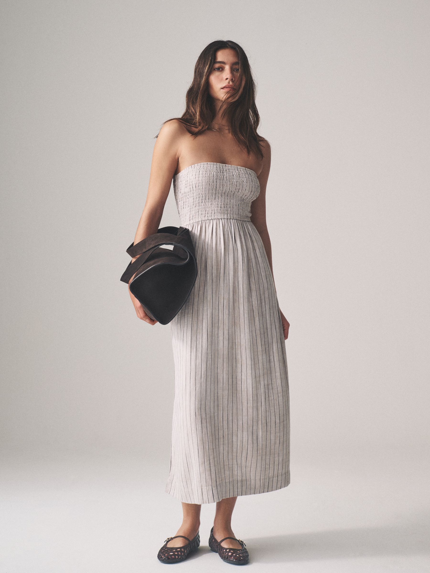 Brown Red/Neutral Stripe 2 Pack Bandeau Maxi Dresses with Linen - Image 5 of 9