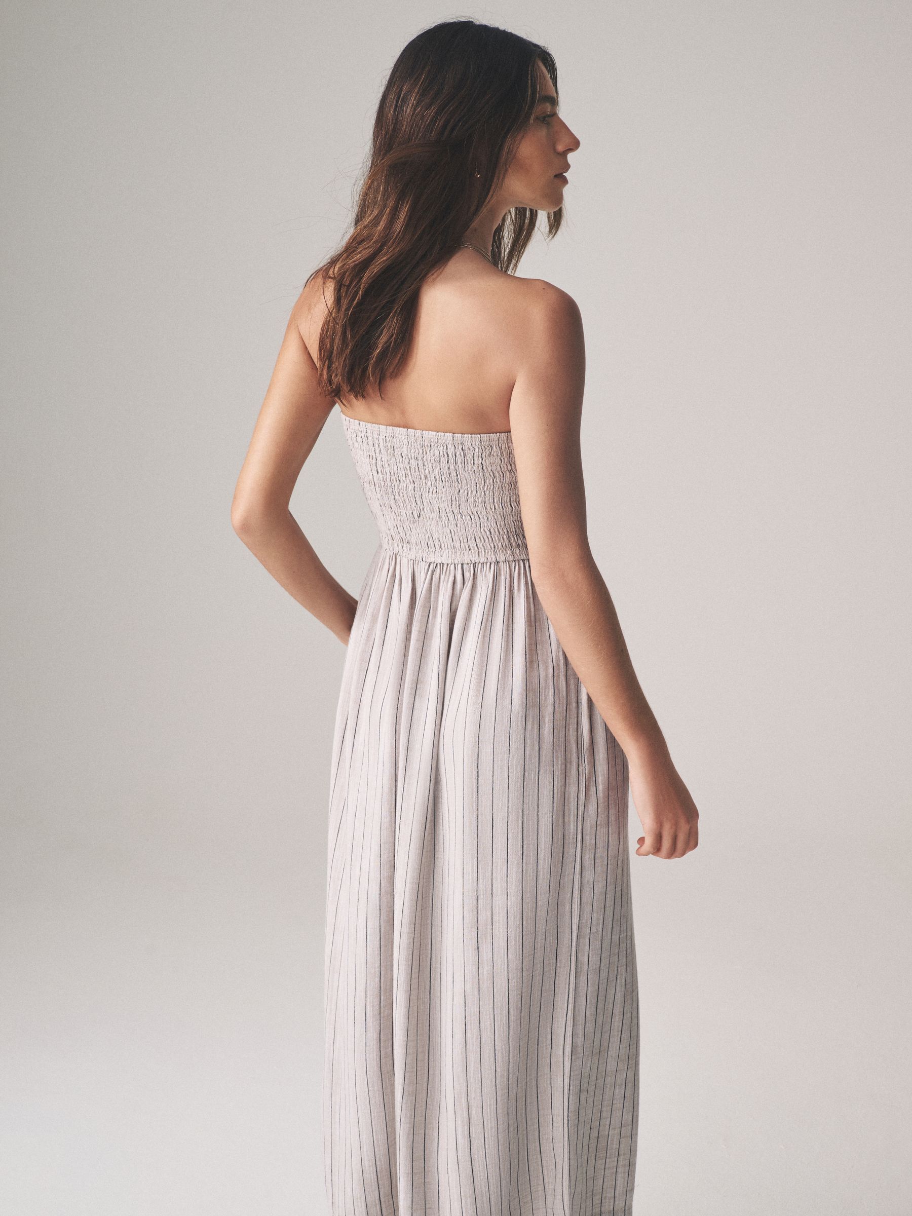 Brown Red/Neutral Stripe 2 Pack Bandeau Maxi Dresses with Linen - Image 7 of 9