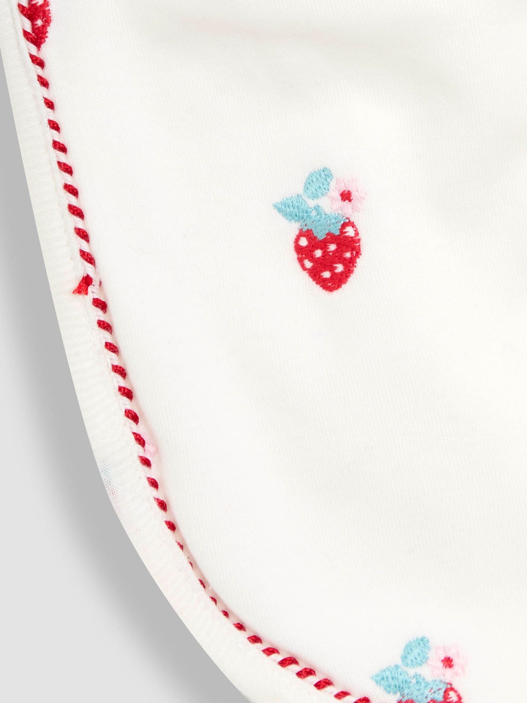 Cream 100% Organic Cotton Strawberry Embroidered Bib - Image 3 of 3