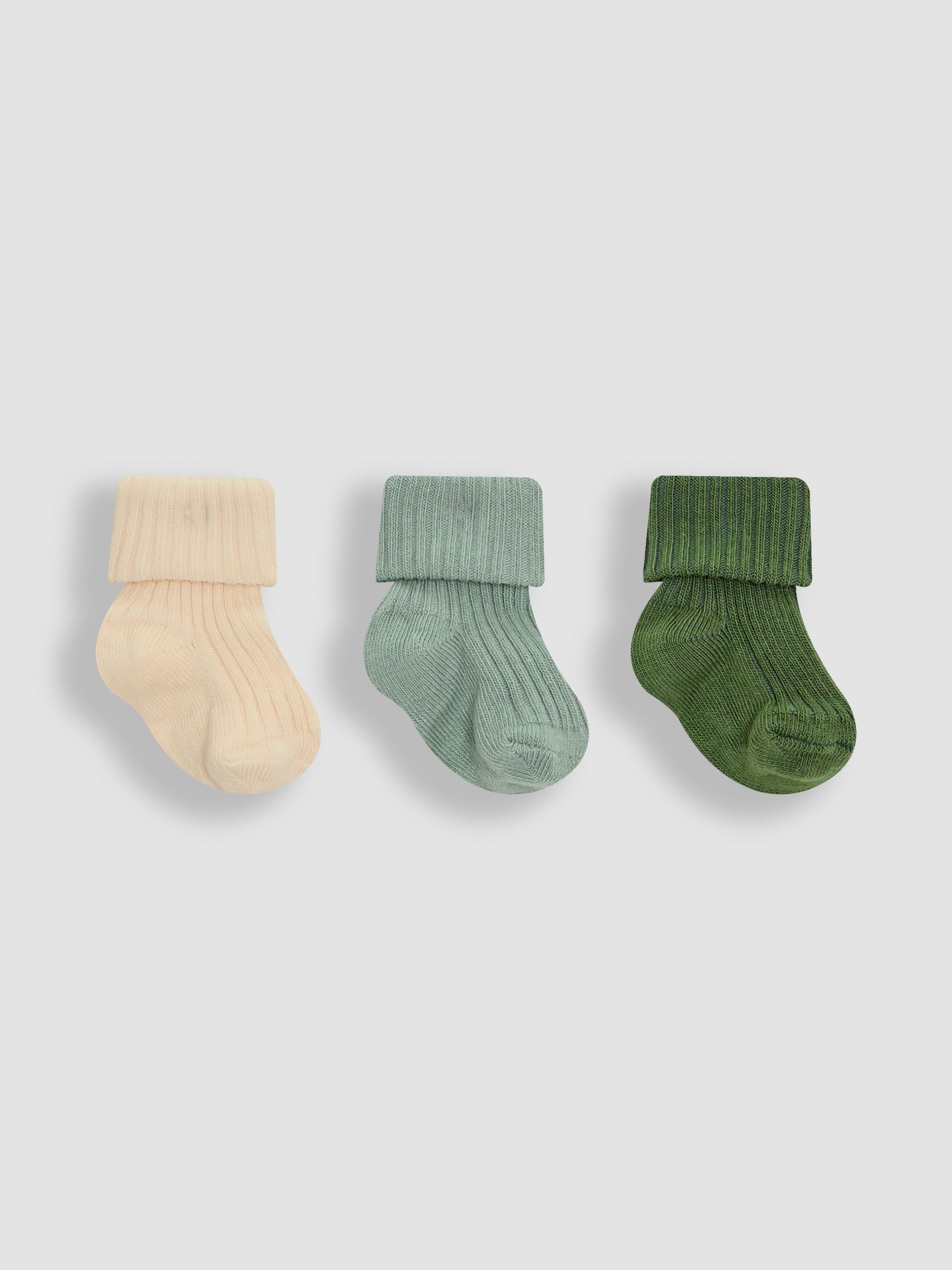 Khaki 3-Pack Ribbed Baby Socks - Image 1 of 4