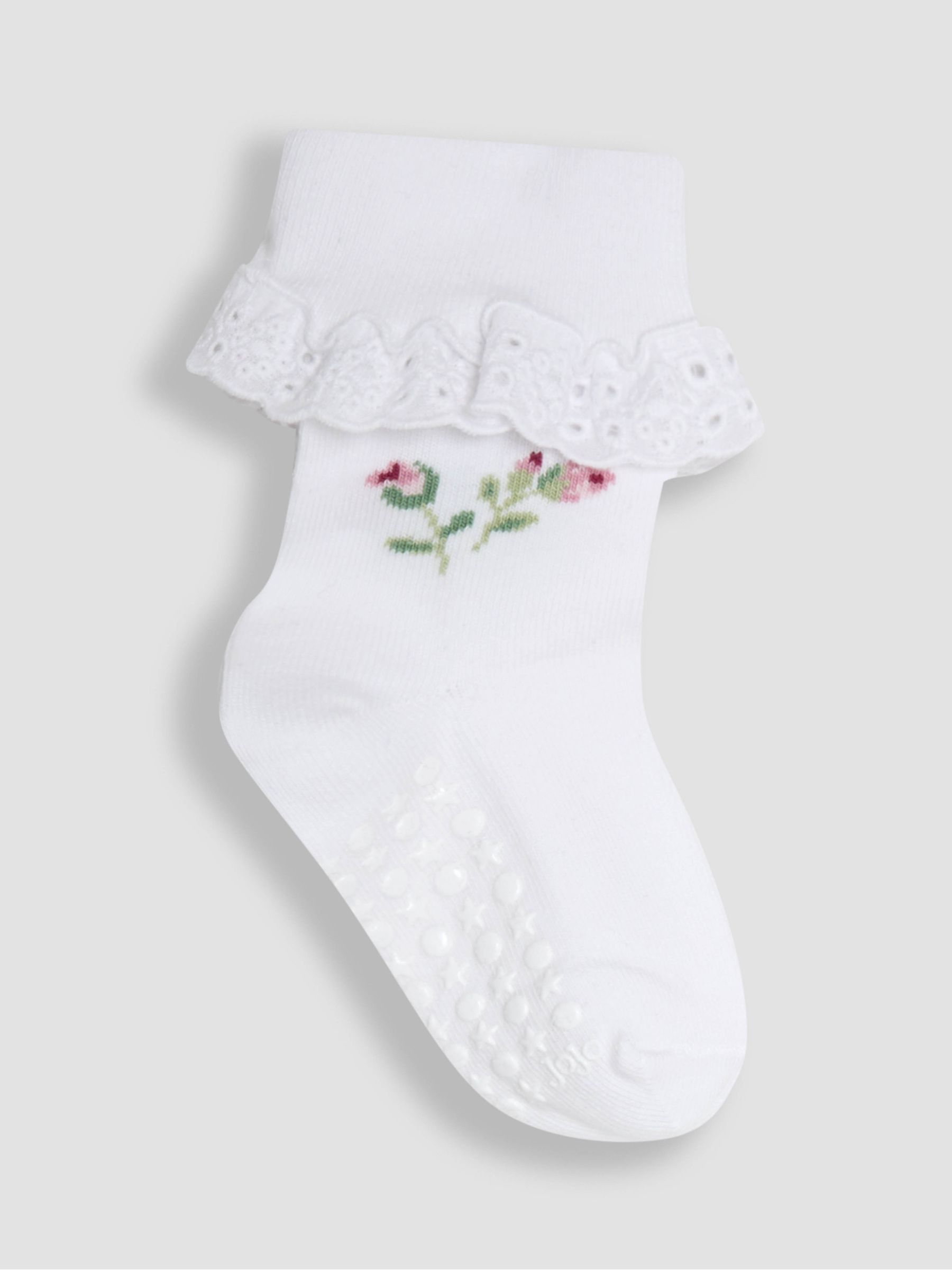 White 2-Pack Frilly Rose Socks - Image 2 of 3