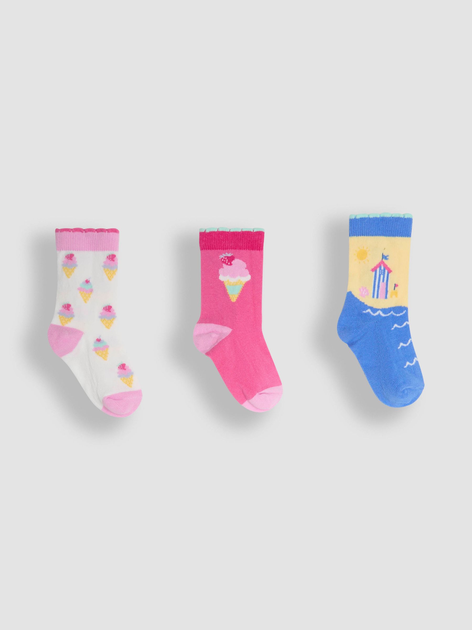 Pink 3-Pack Printed Socks - Image 1 of 4