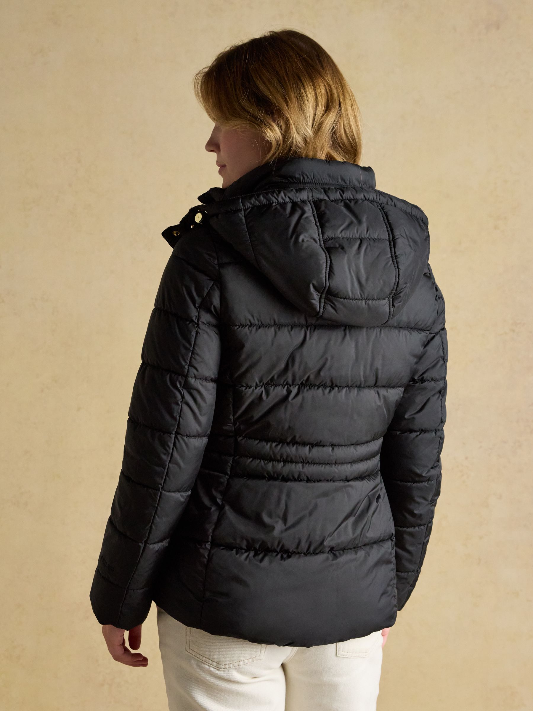 Hadlow Black Showerproof Padded Coat with Hood - Image 2 of 11