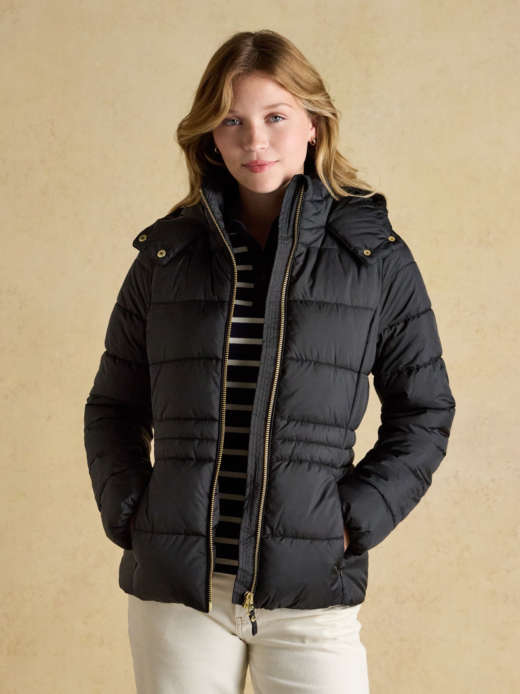 Hadlow Black Showerproof Padded Coat with Hood - Image 4 of 11