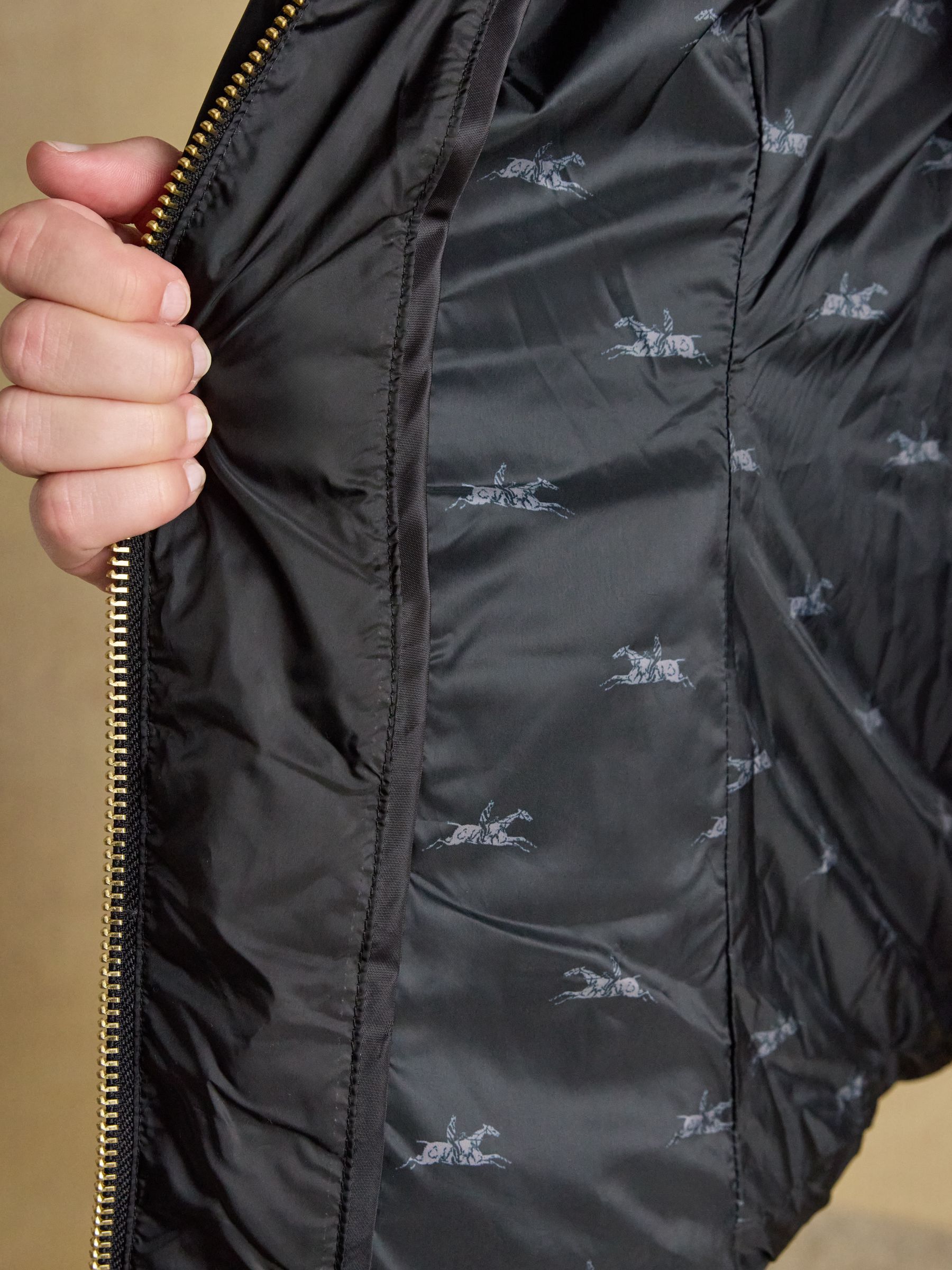 Hadlow Black Showerproof Padded Coat with Hood - Image 6 of 11