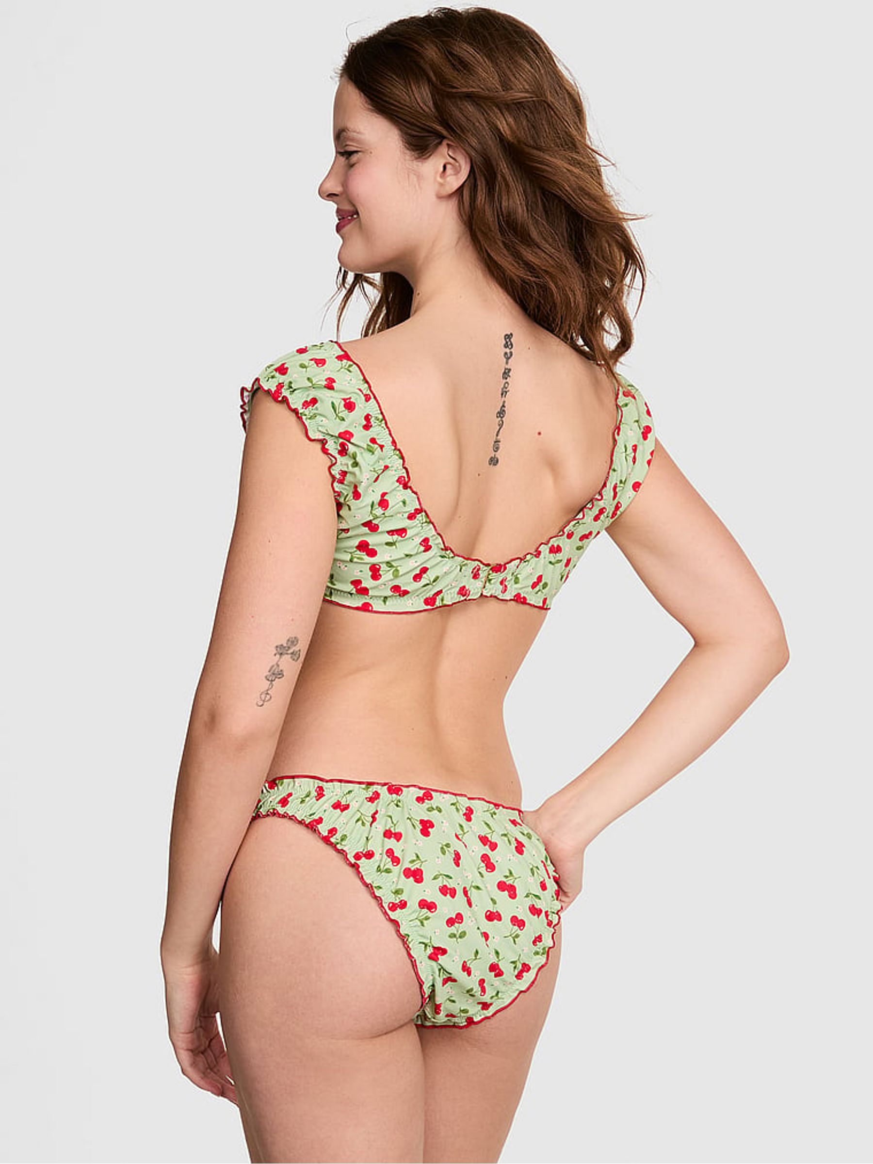 Cherry Hearts Green Hudson Bikini Top - Image 2 of 4