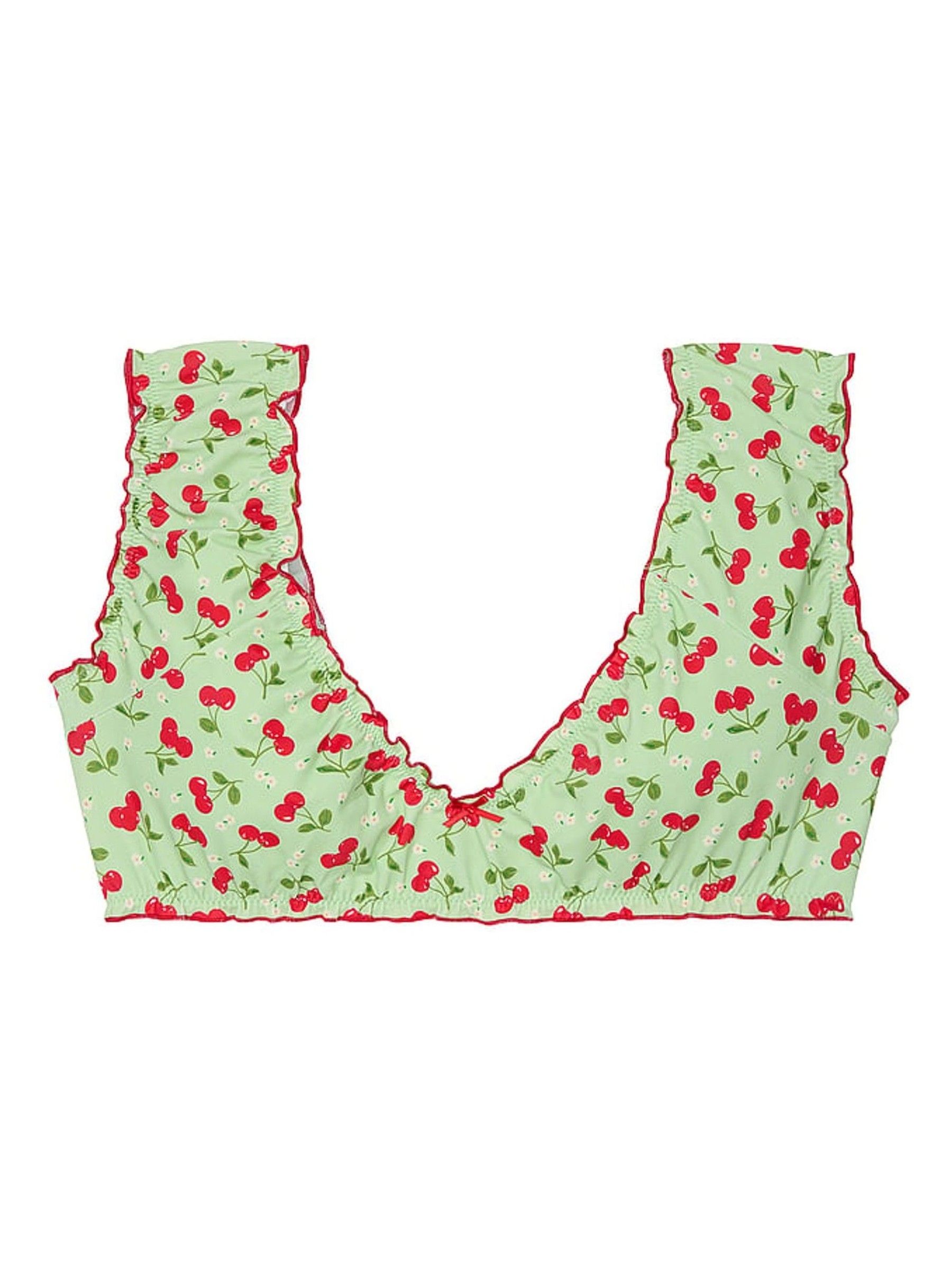 Cherry Hearts Green Hudson Bikini Top - Image 4 of 4