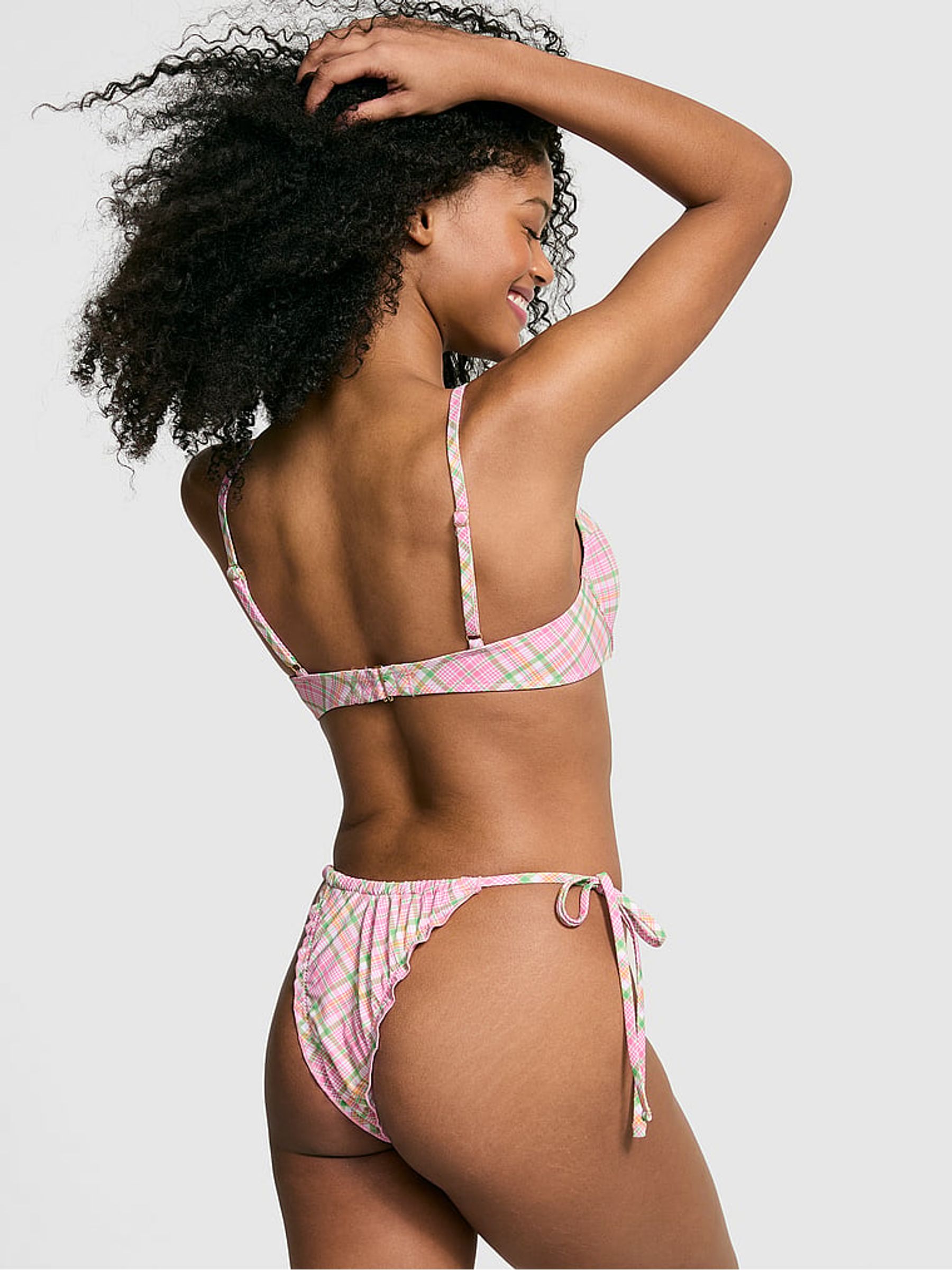 Strawberry Plaid Pink Ryder Push Up Bikini Top - Image 2 of 4