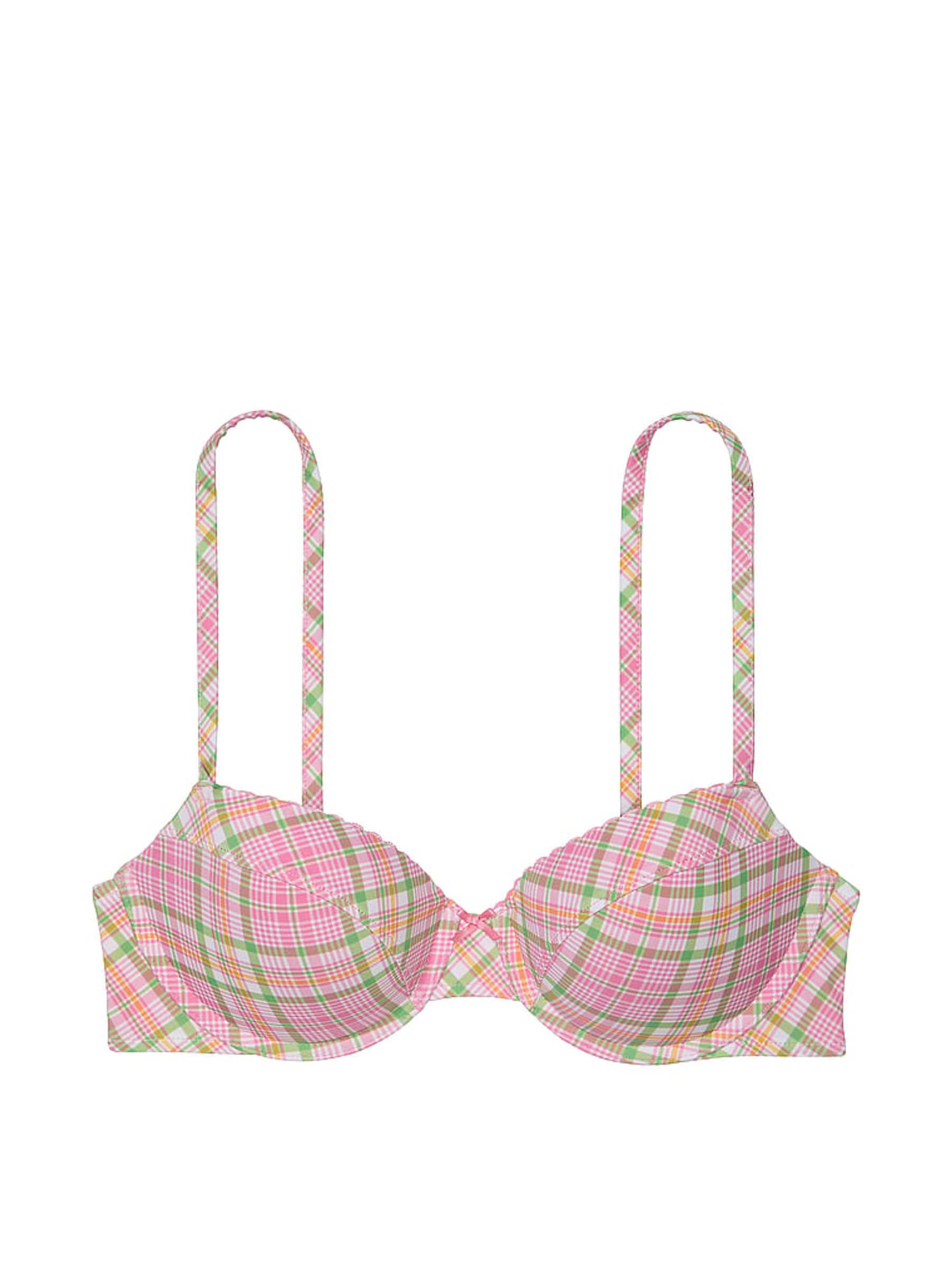 Strawberry Plaid Pink Ryder Push Up Bikini Top - Image 4 of 4