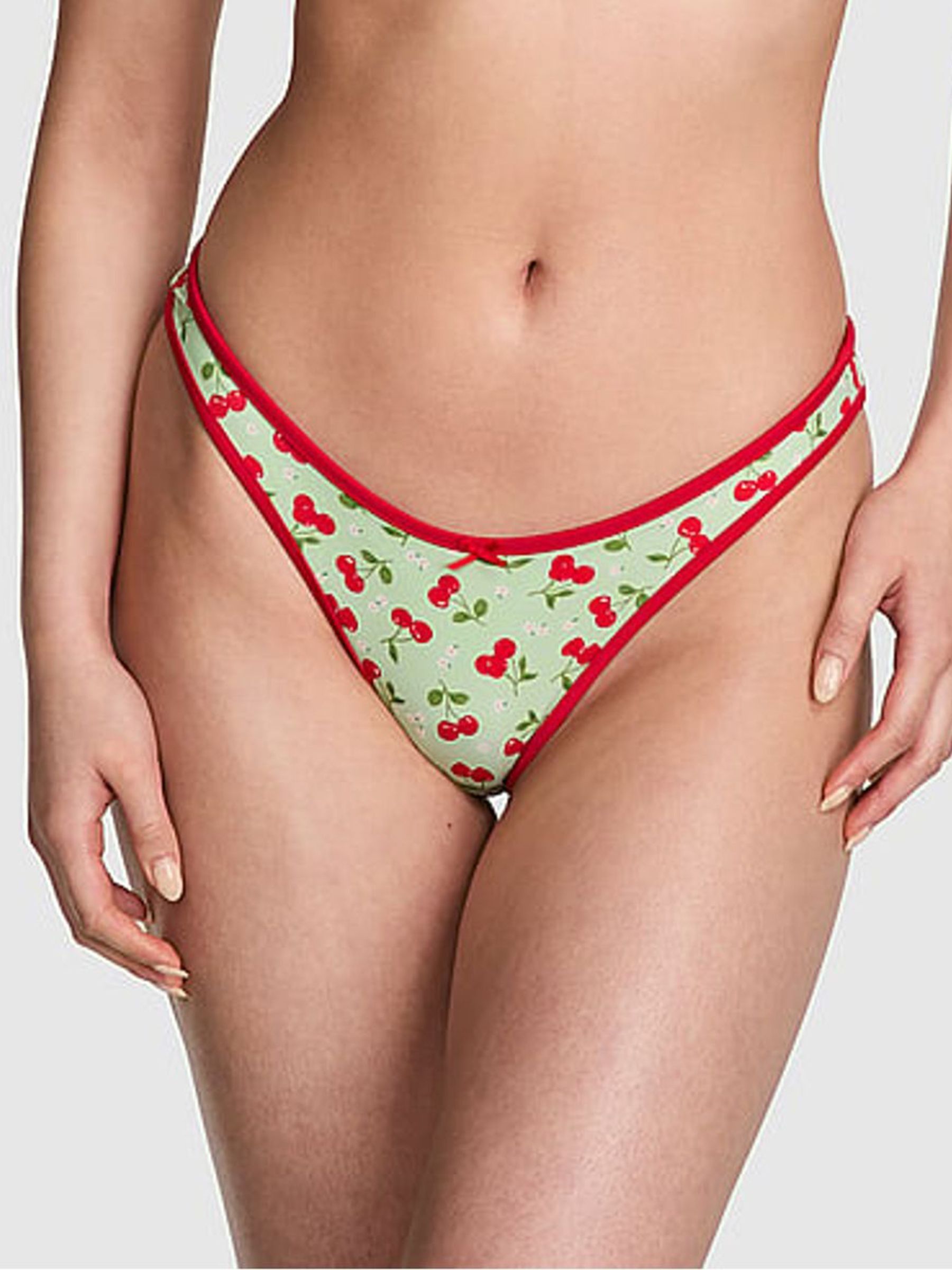 Cherry Hearts Green Golden Hour Cheeky Bikini Bottoms - Image 1 of 4