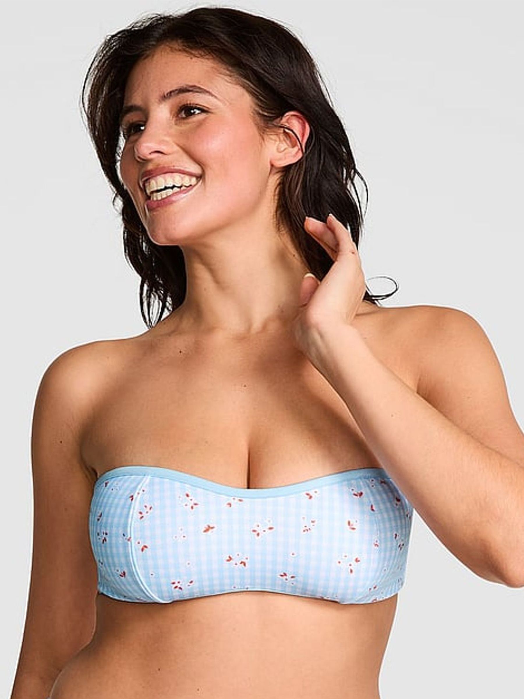 Spring Picnic Blue Monty Bandeau Bikini Top - Image 1 of 4