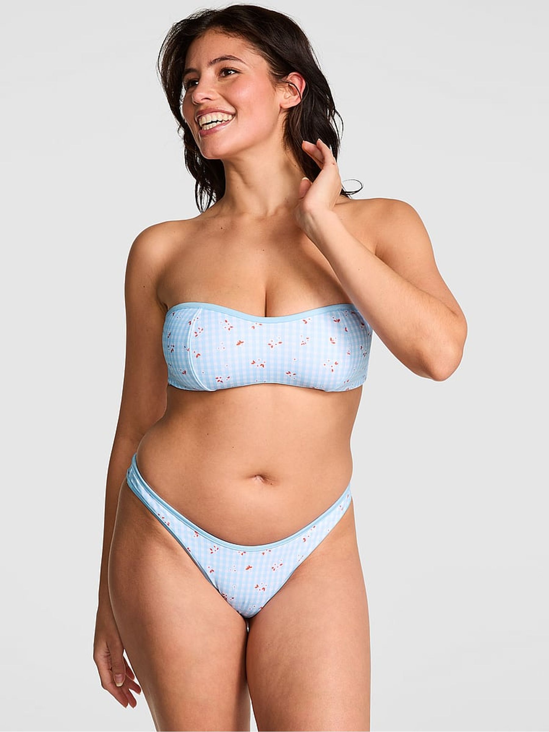 Spring Picnic Blue Monty Bandeau Bikini Top - Image 3 of 4
