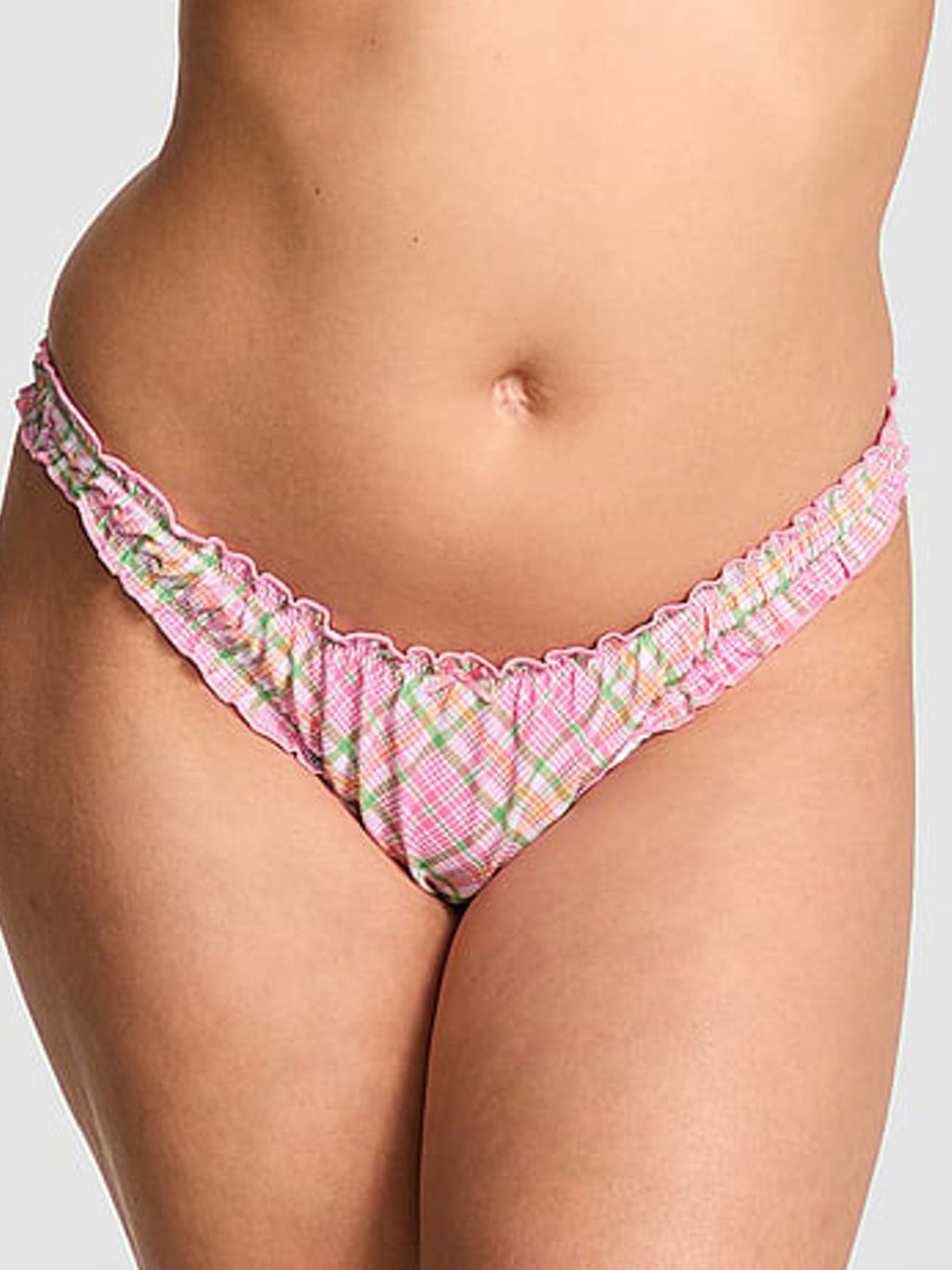 Strawberry Plaid Pink Hudson Cheeky Bikini Bottoms - Image 1 of 4