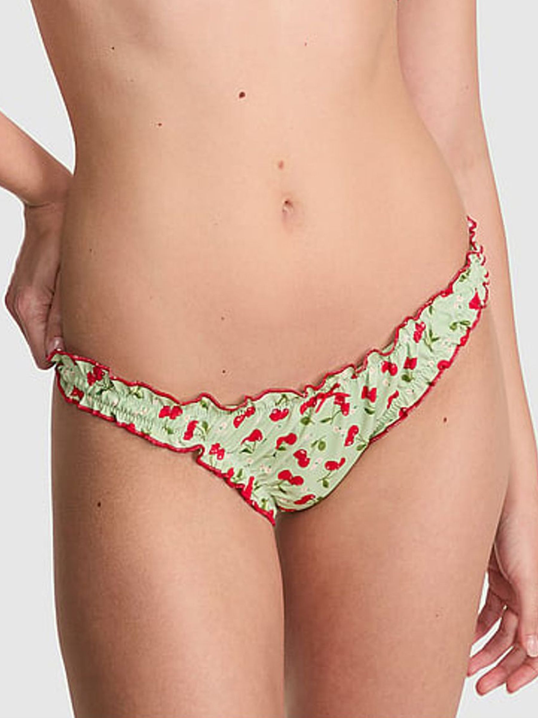 Cherry Hearts Green Hudson Cheeky Bikini Bottoms - Image 1 of 4