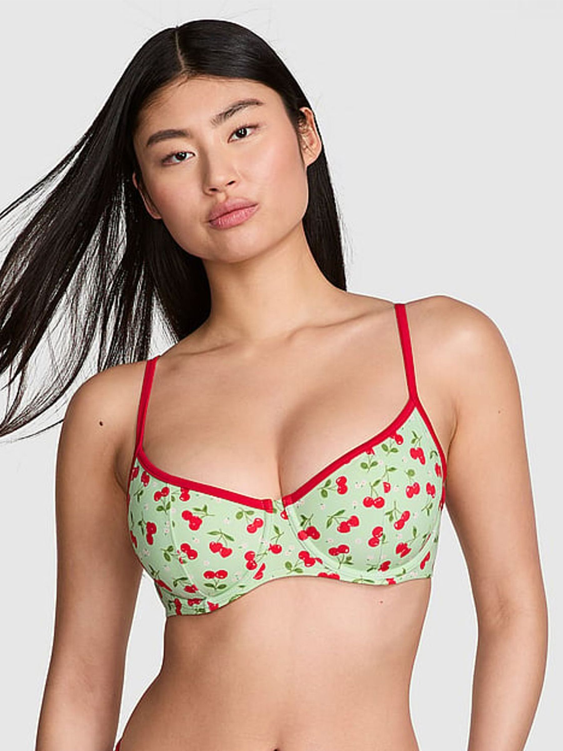 Cherry Hearts Green Buttercup Bikini Top - Image 1 of 4
