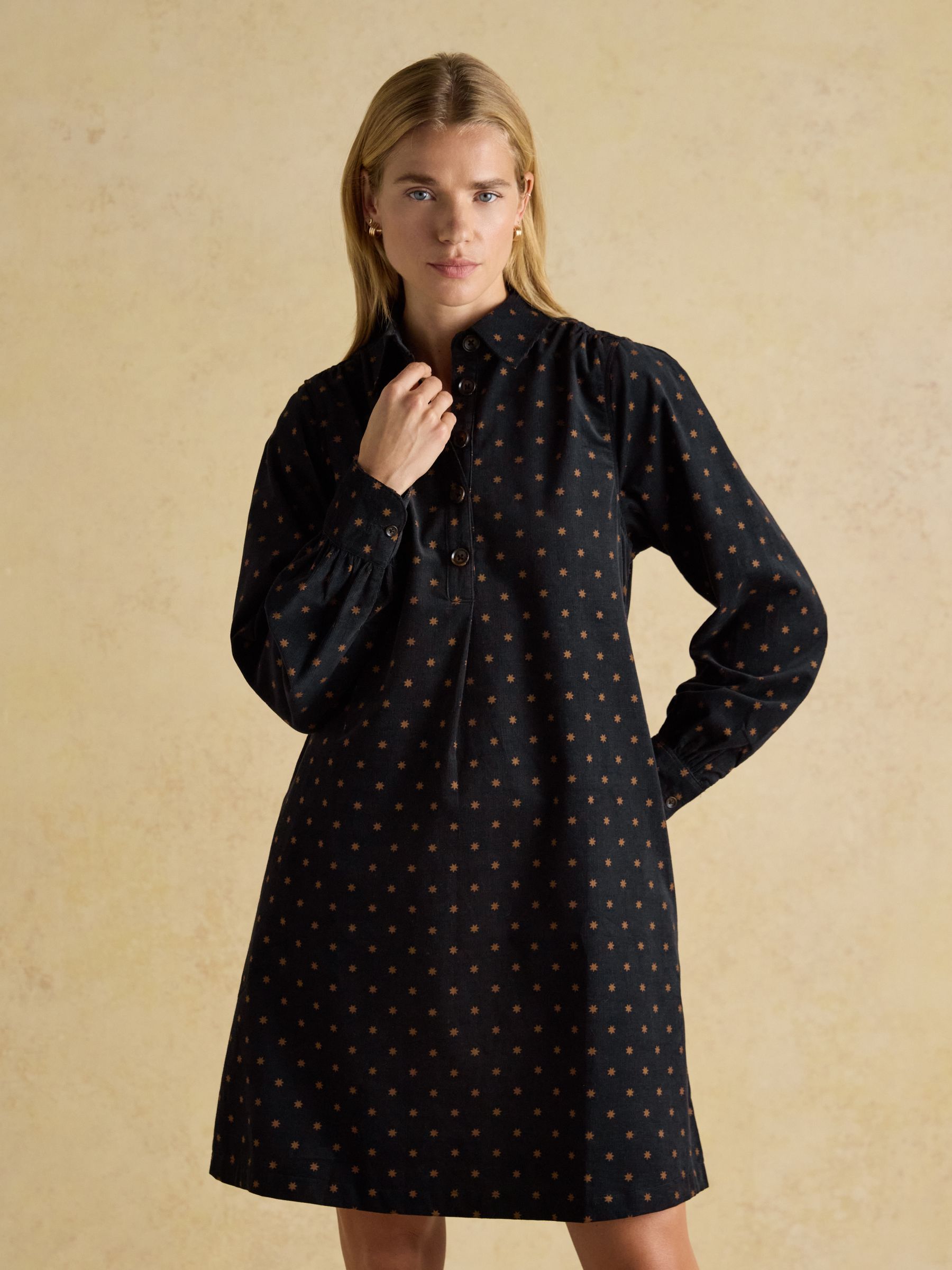 Maple Black Star Cord Shirt Dress - Image 1 of 7