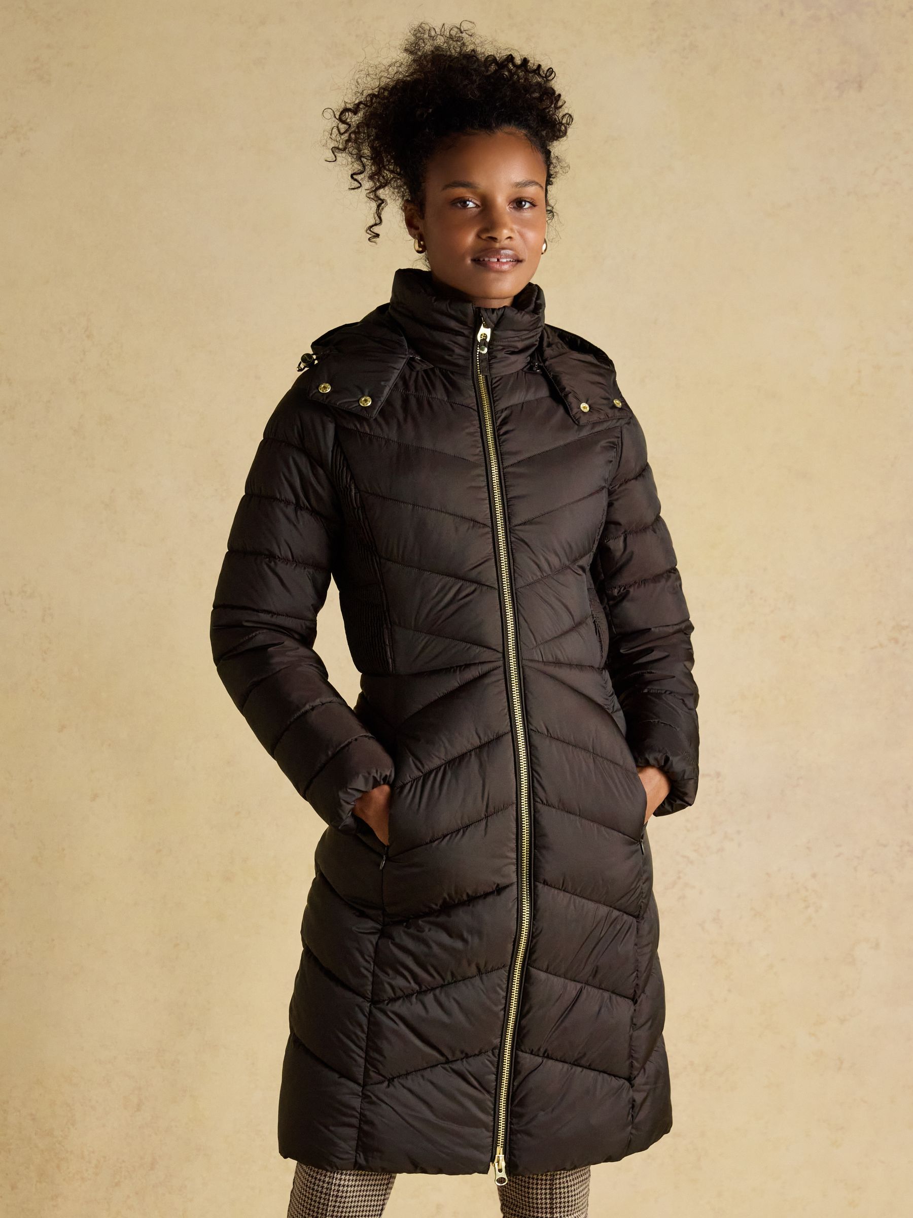Pembury Brown Showerproof Longline Padded Coat with Hood - Image 1 of 12 Pembury Brown Showerproof Longline Padded Coat with Hood - Image 1 of 12