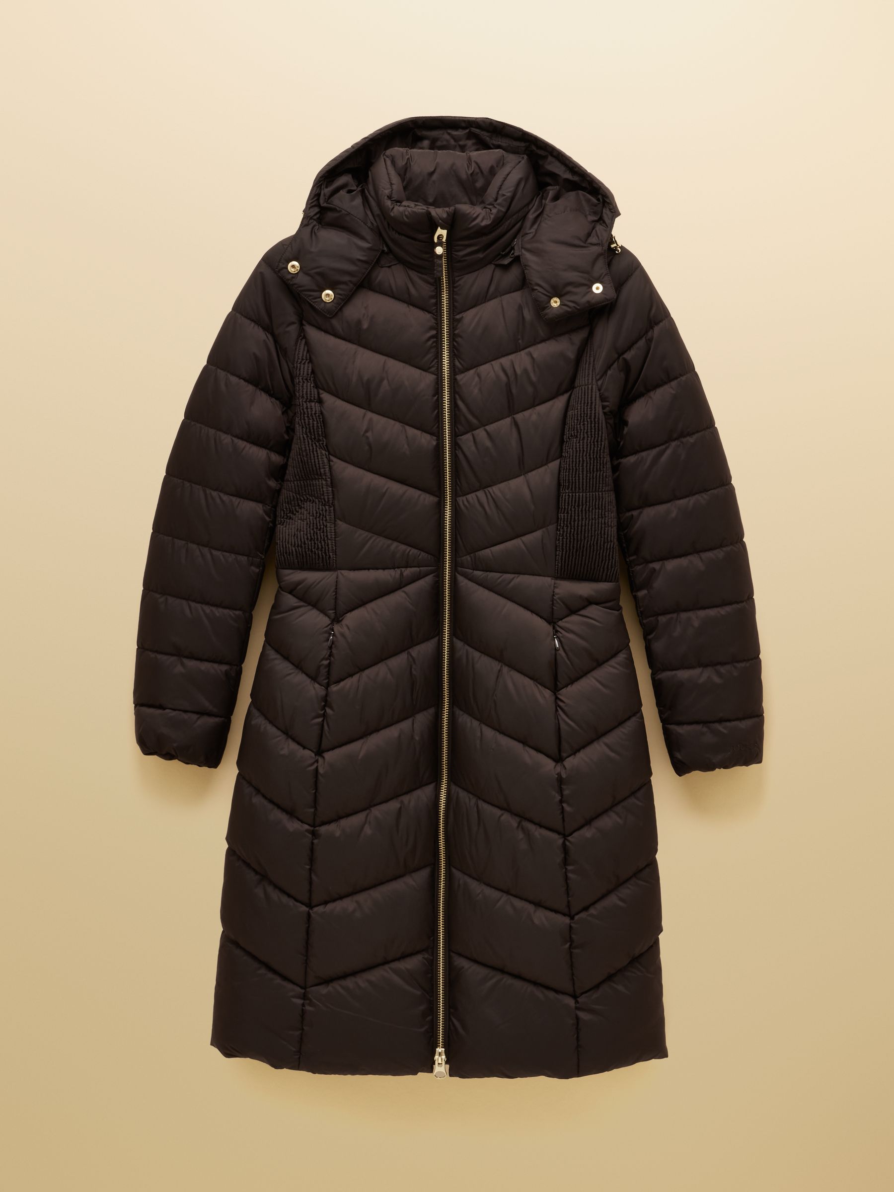 Pembury Brown Showerproof Longline Padded Coat with Hood - Image 13 of 13
