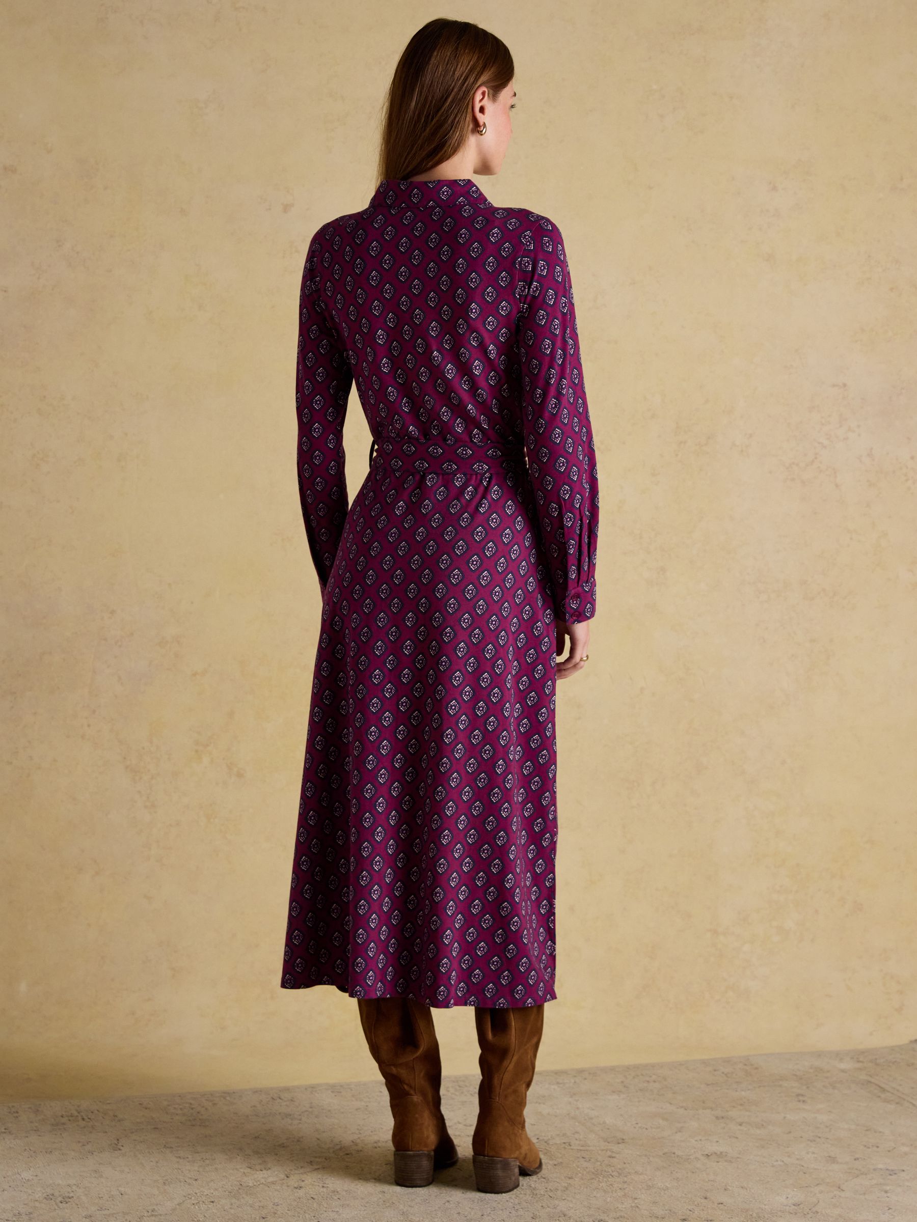 Theodora Burgundy Red Jersey Shirt Maxi Dress - Image 2 of 8