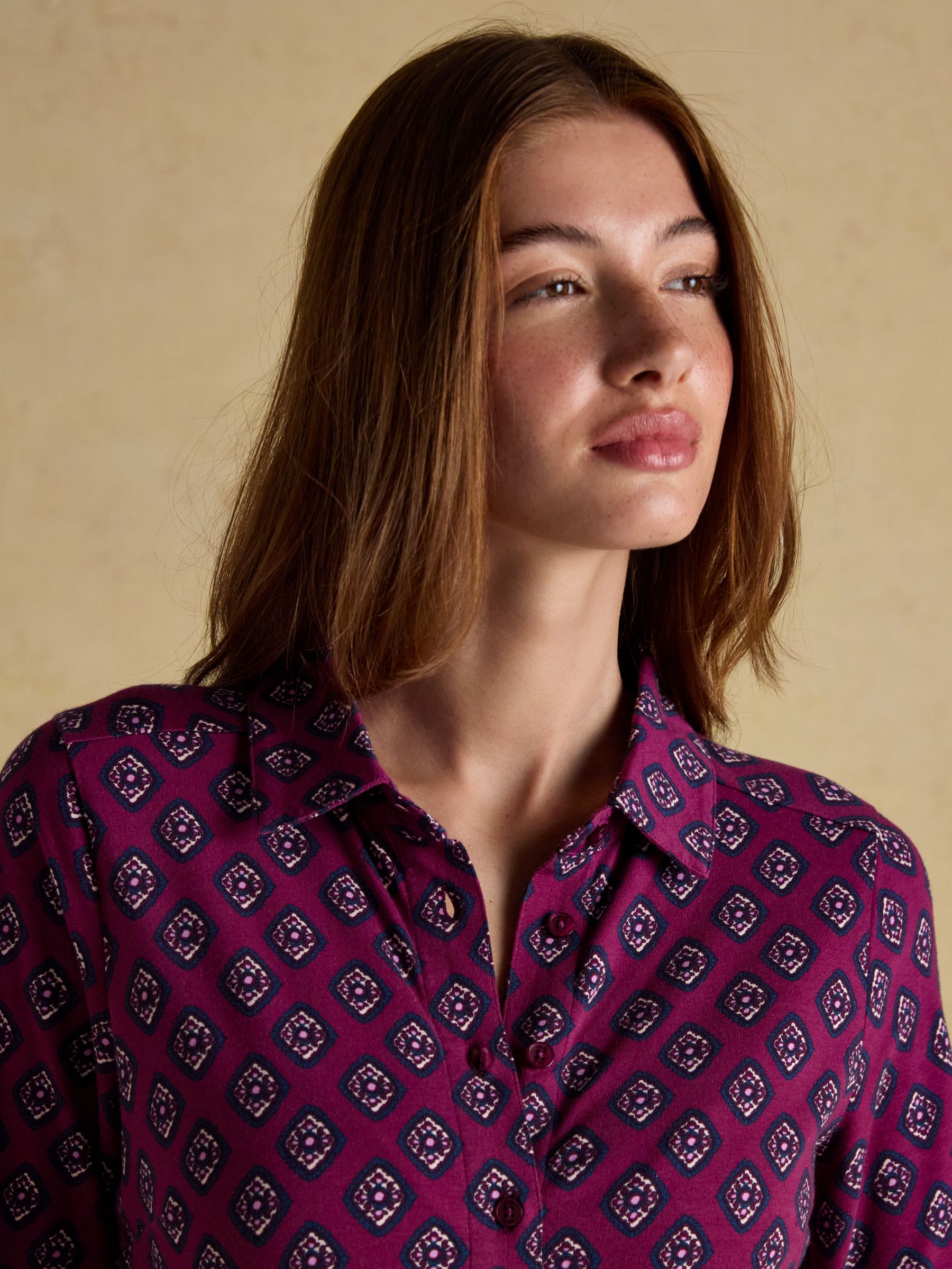 Theodora Burgundy Red Jersey Shirt Maxi Dress - Image 5 of 8