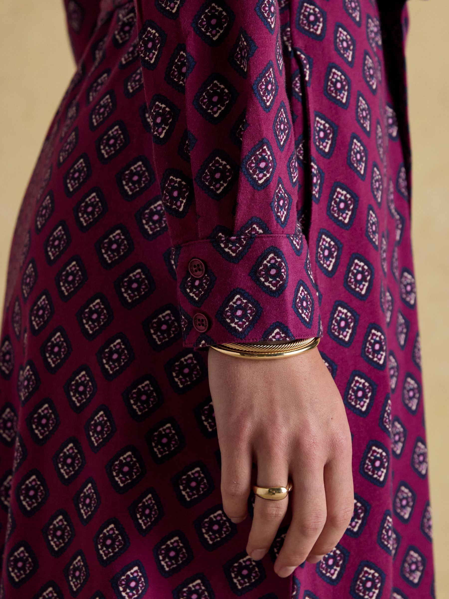 Theodora Burgundy Red Jersey Shirt Maxi Dress - Image 7 of 8