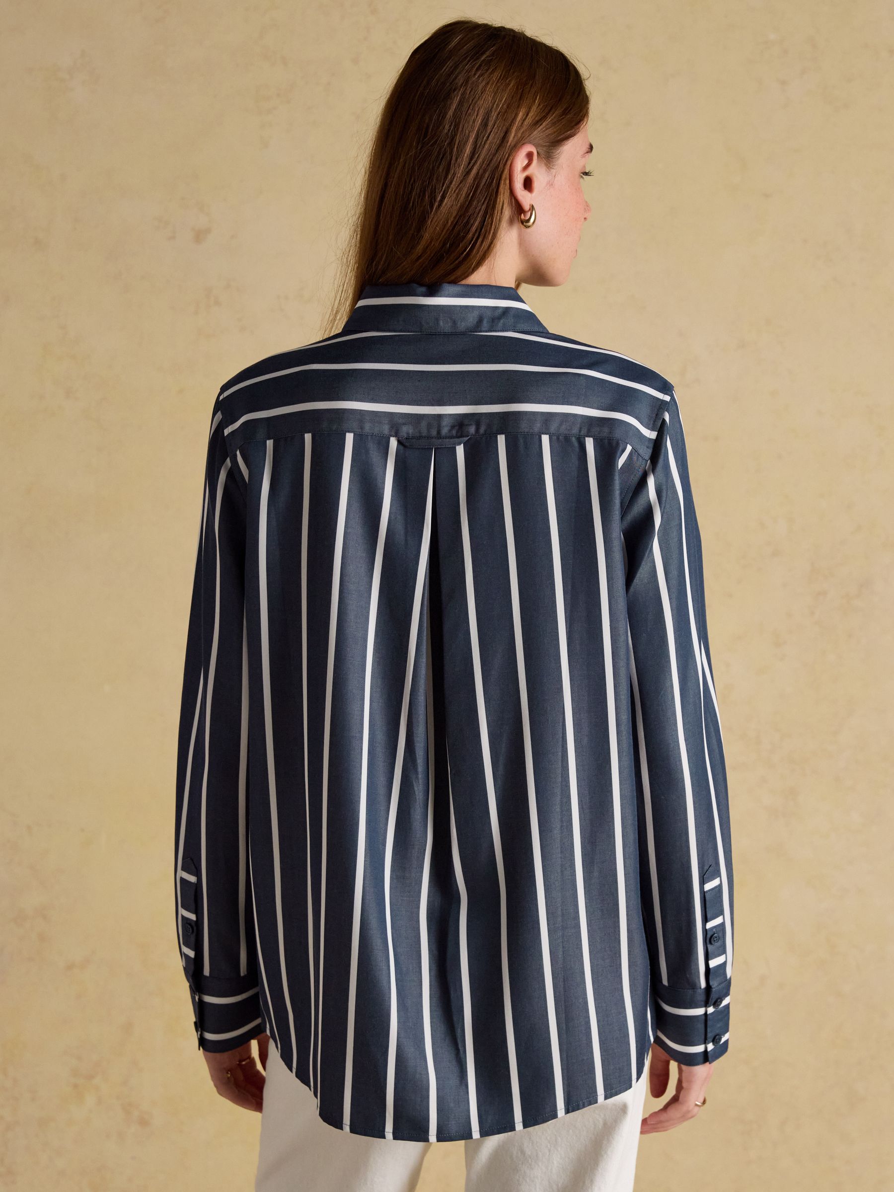 Claudia Navy Cream Stripe Boyfriend Shirt - Image 4 of 10