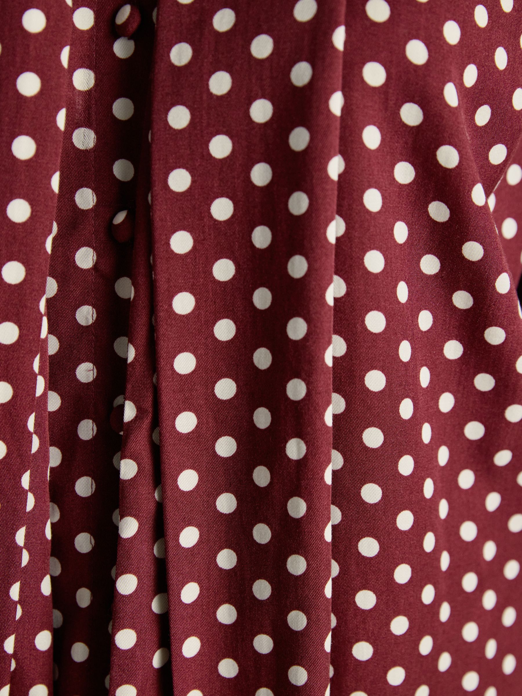 Tabby Burgundy Red Tie Neck Long Sleeve Blouse with Button Fastening - Image 8 of 11