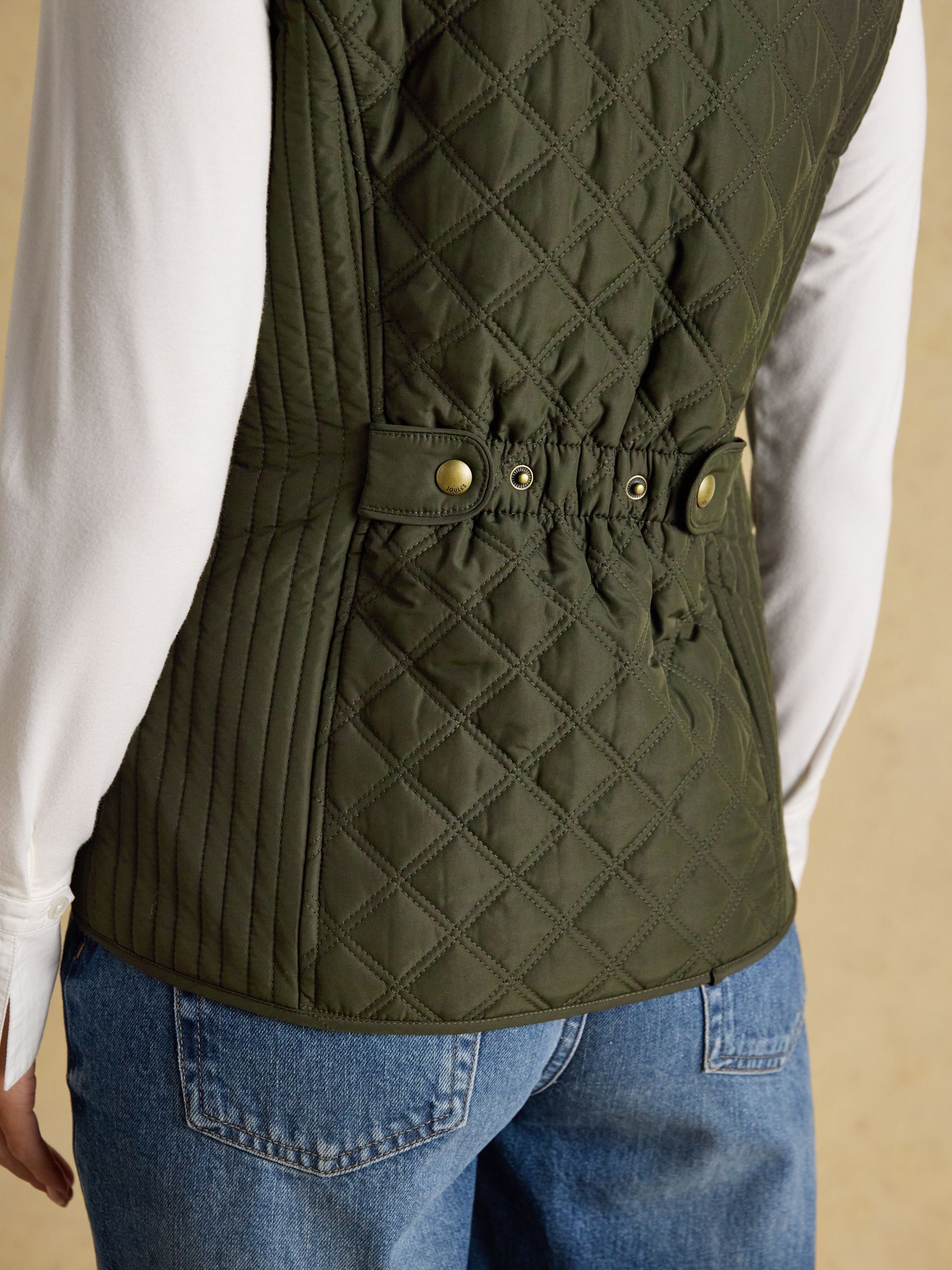 Minx Khaki Green Showerproof Diamond Quilted Gilet - Image 9 of 11