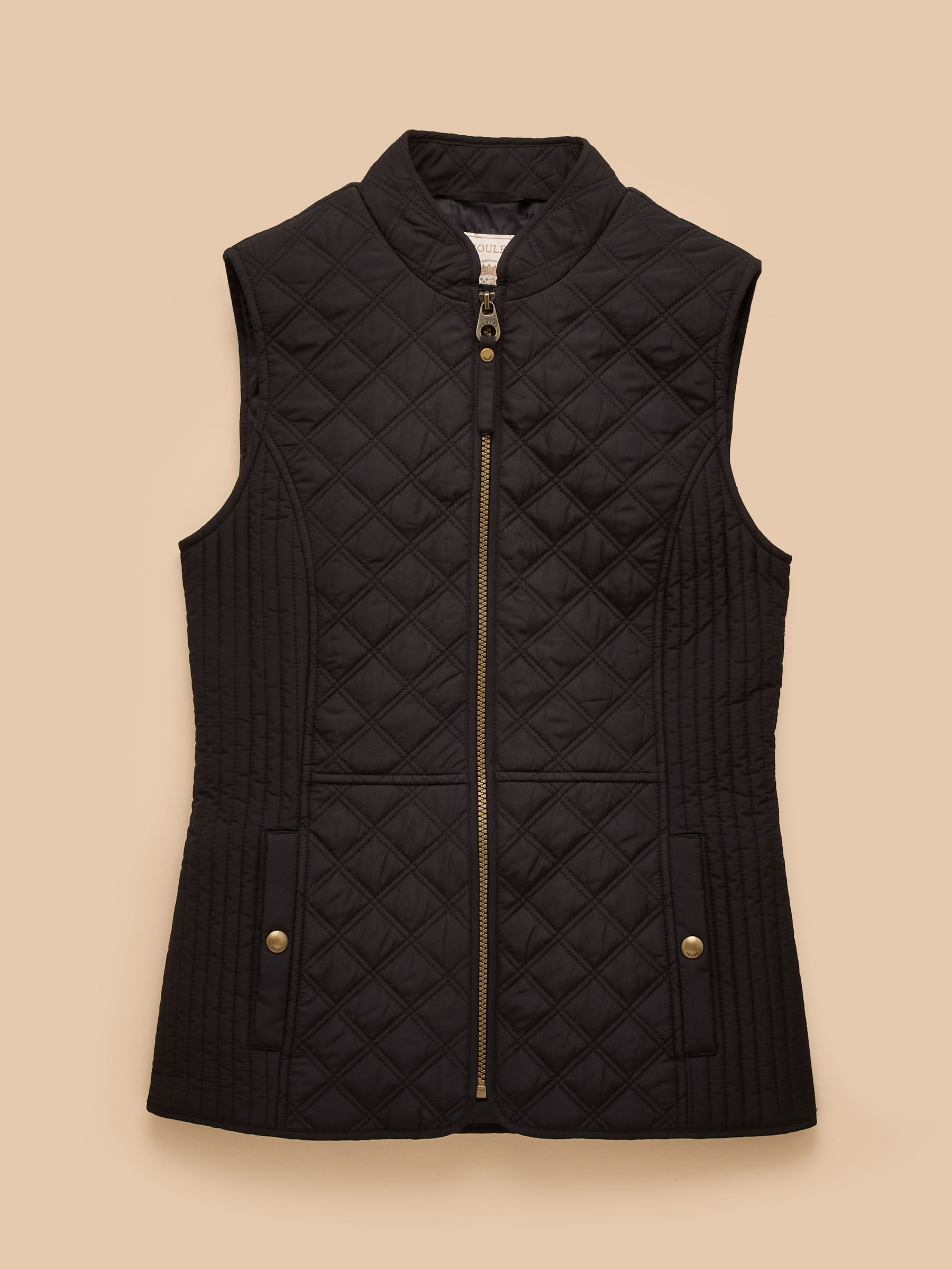 Minx Black Showerproof Diamond Quilted Gilet | Joules