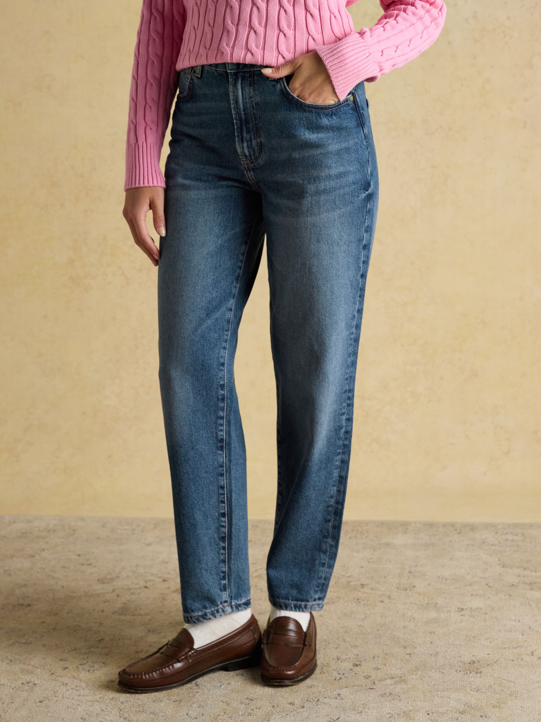 Mid Indigo Blue Relaxed Fit Mid Rise Jeans - Image 3 of 9