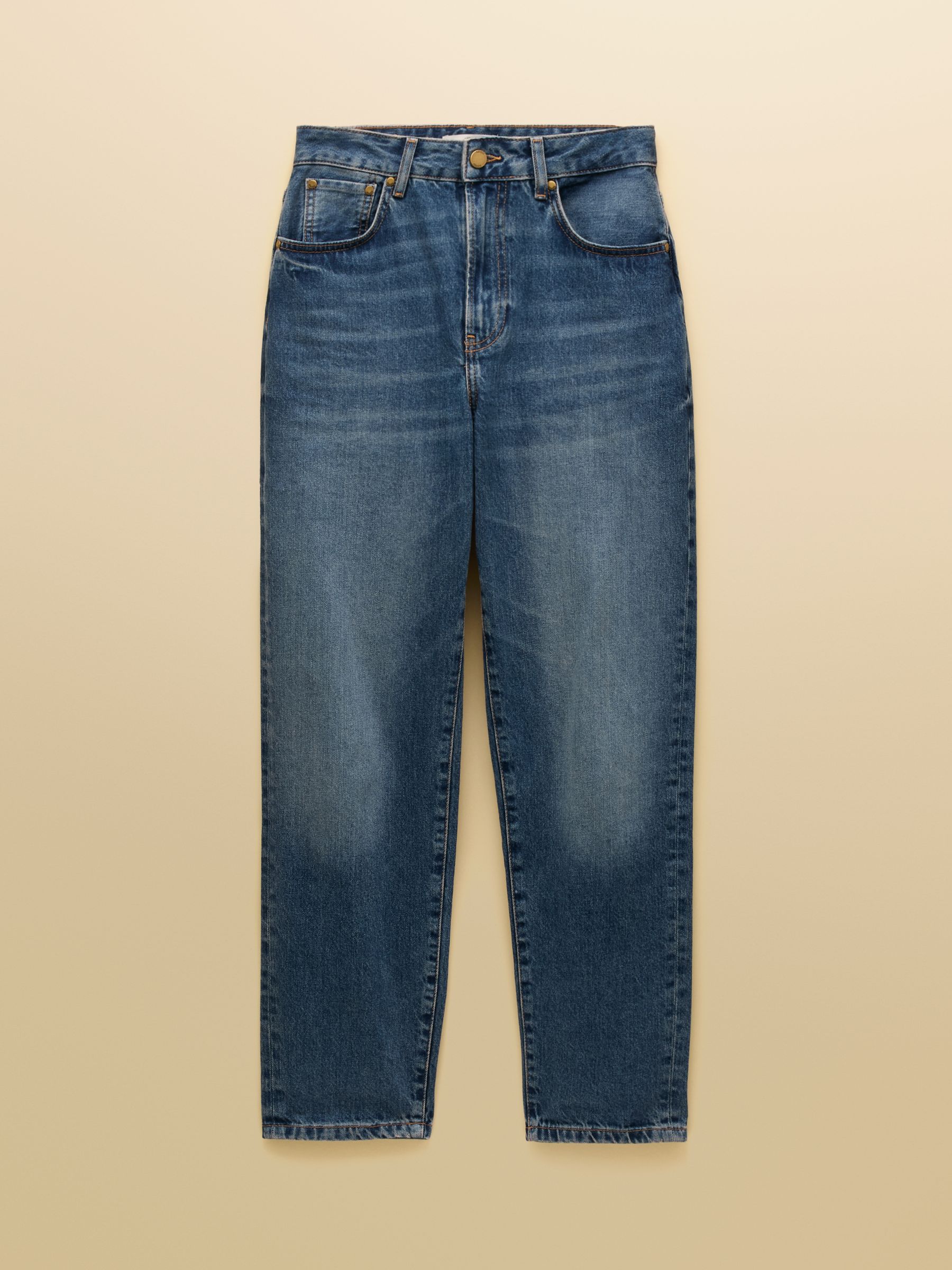 Mid Indigo Blue Relaxed Fit Mid Rise Barrel Fit Jeans - Image 6 of 6