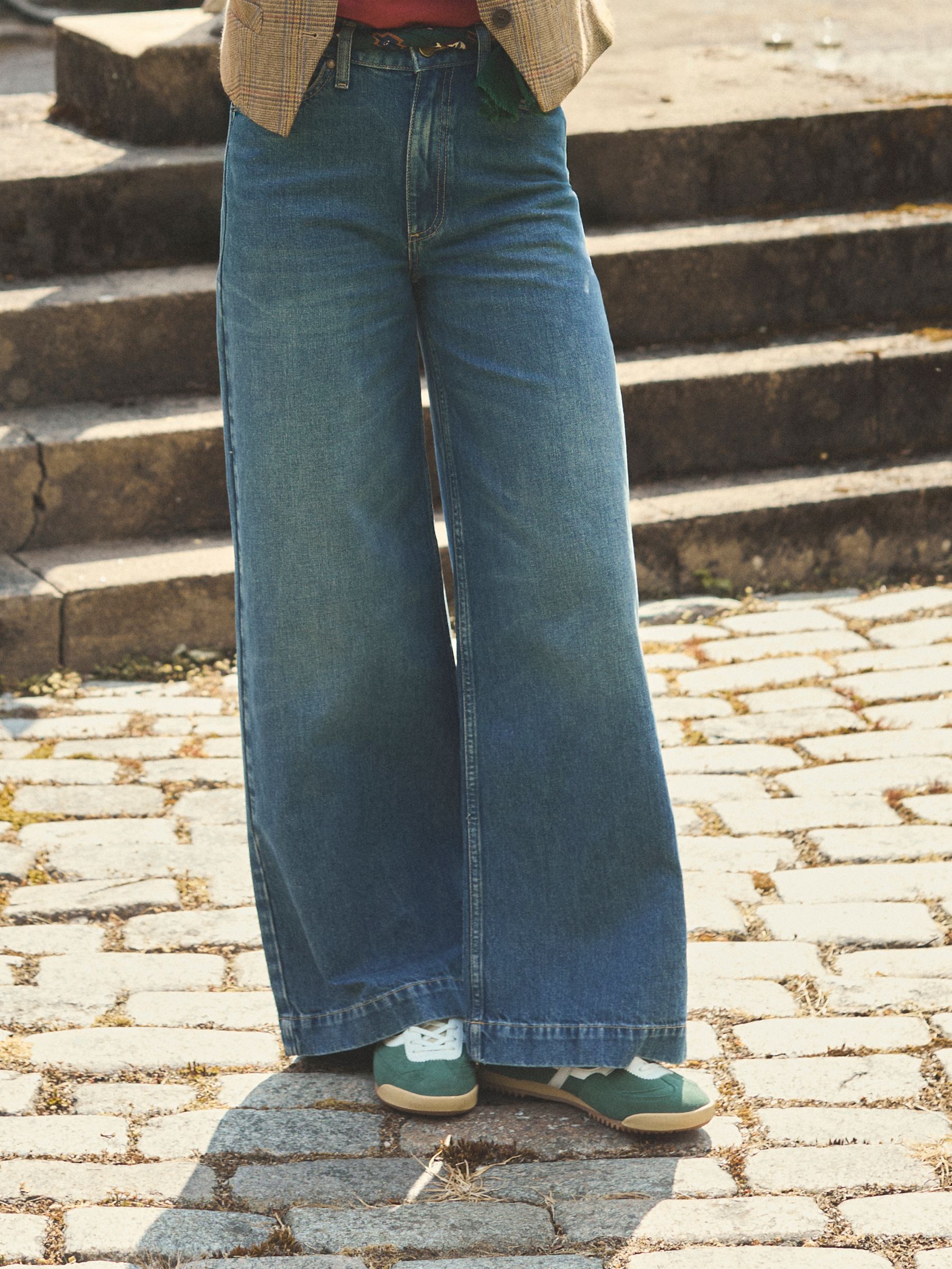 Blue High Rise Wide Leg Jeans - Image 1 of 7 Blue High Rise Wide Leg Jeans - Image 1 of 7