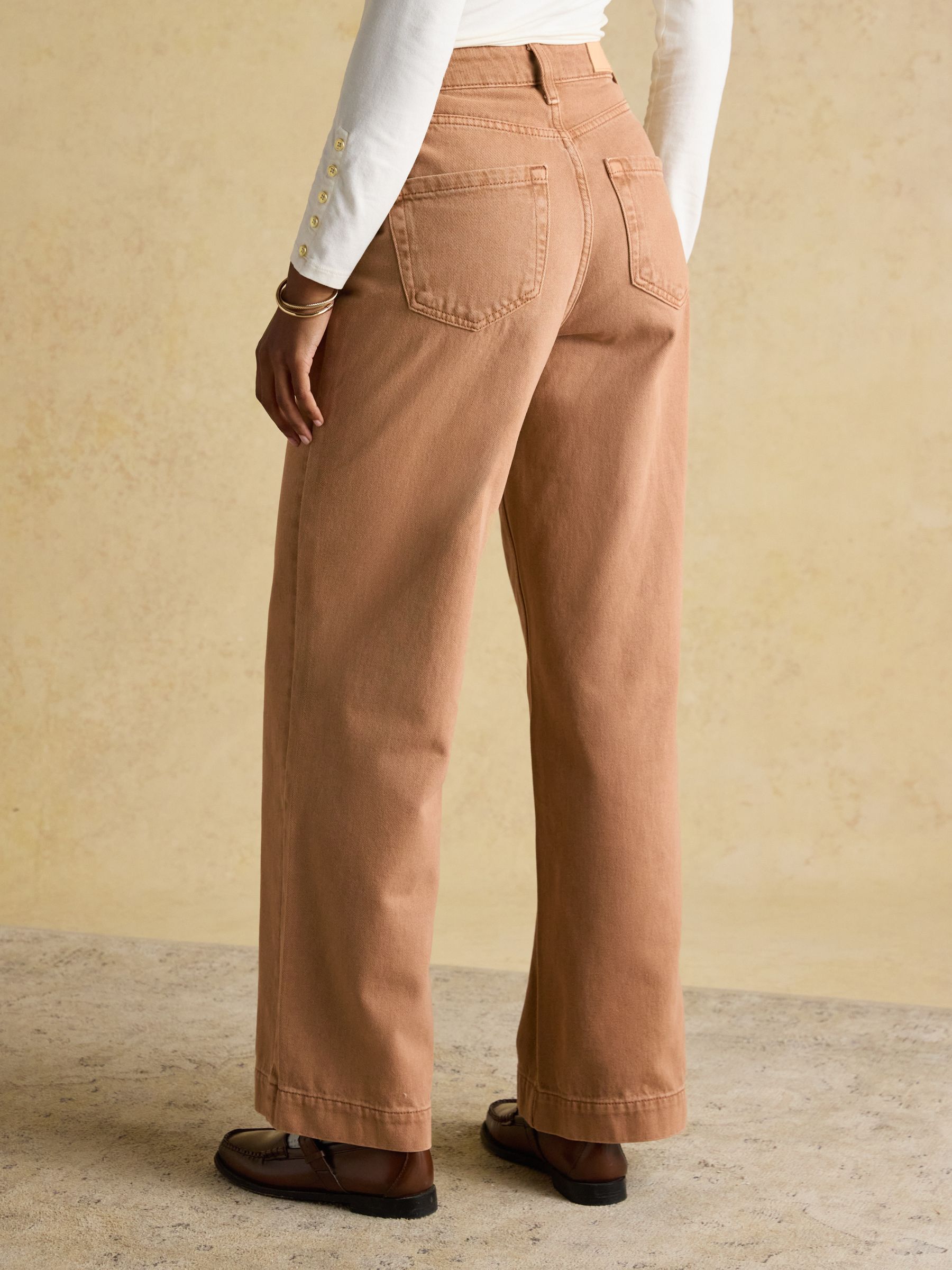 Tan Brown High Rise Wide Leg Jeans - Image 2 of 7