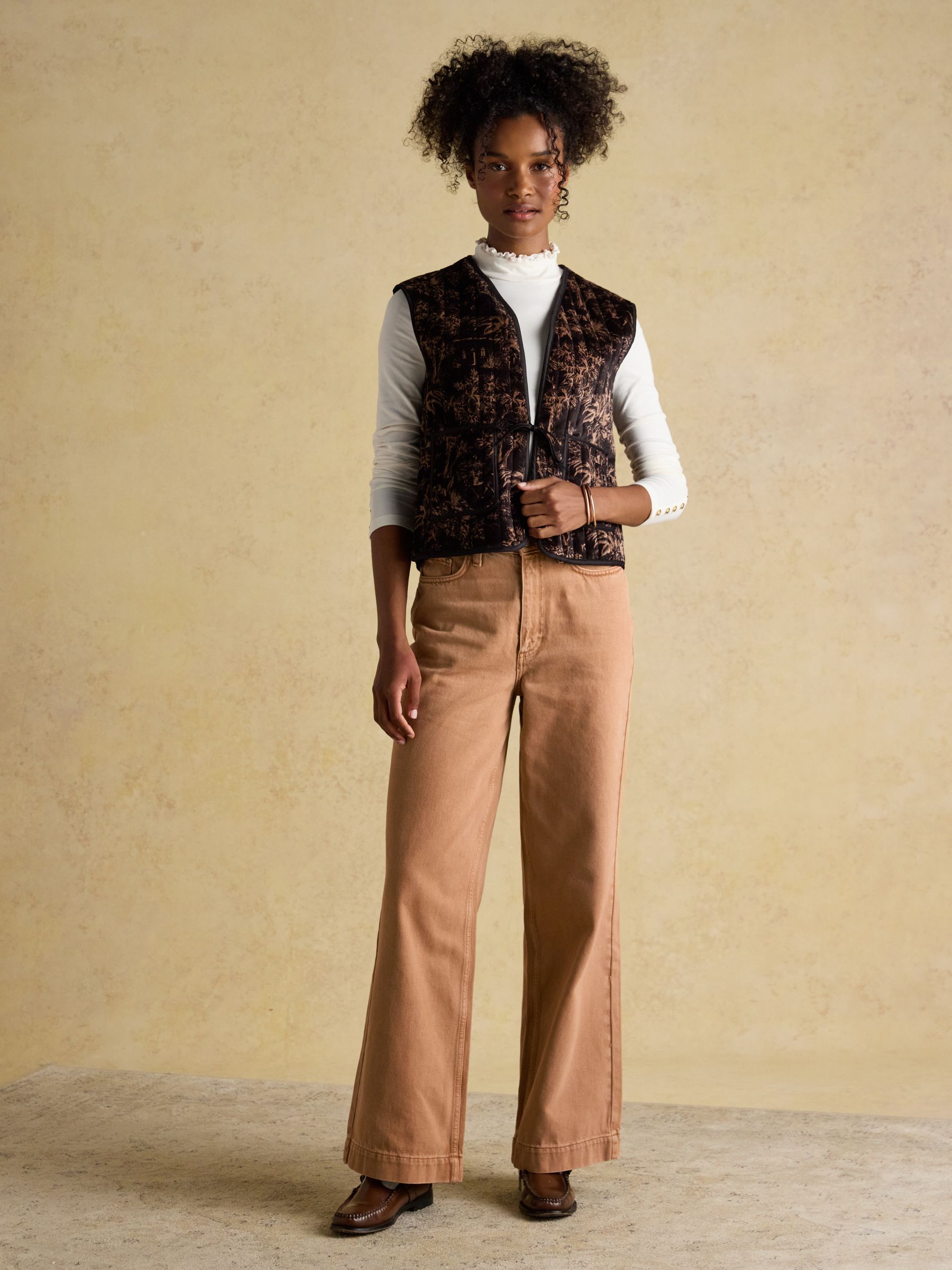 Tan Brown High Rise Wide Leg Jeans - Image 3 of 7